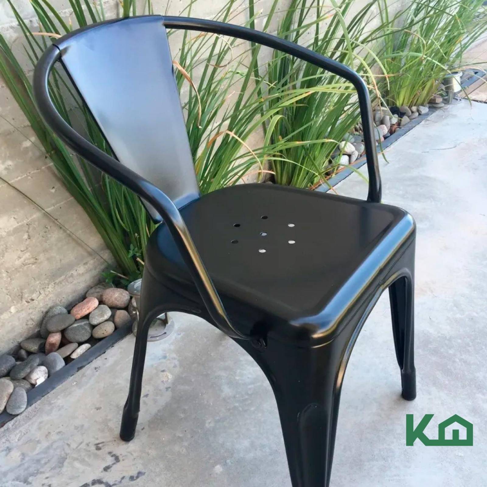 Silla Tolix Acero Metalica Con Descansabrazos Kingshouse Negro Color