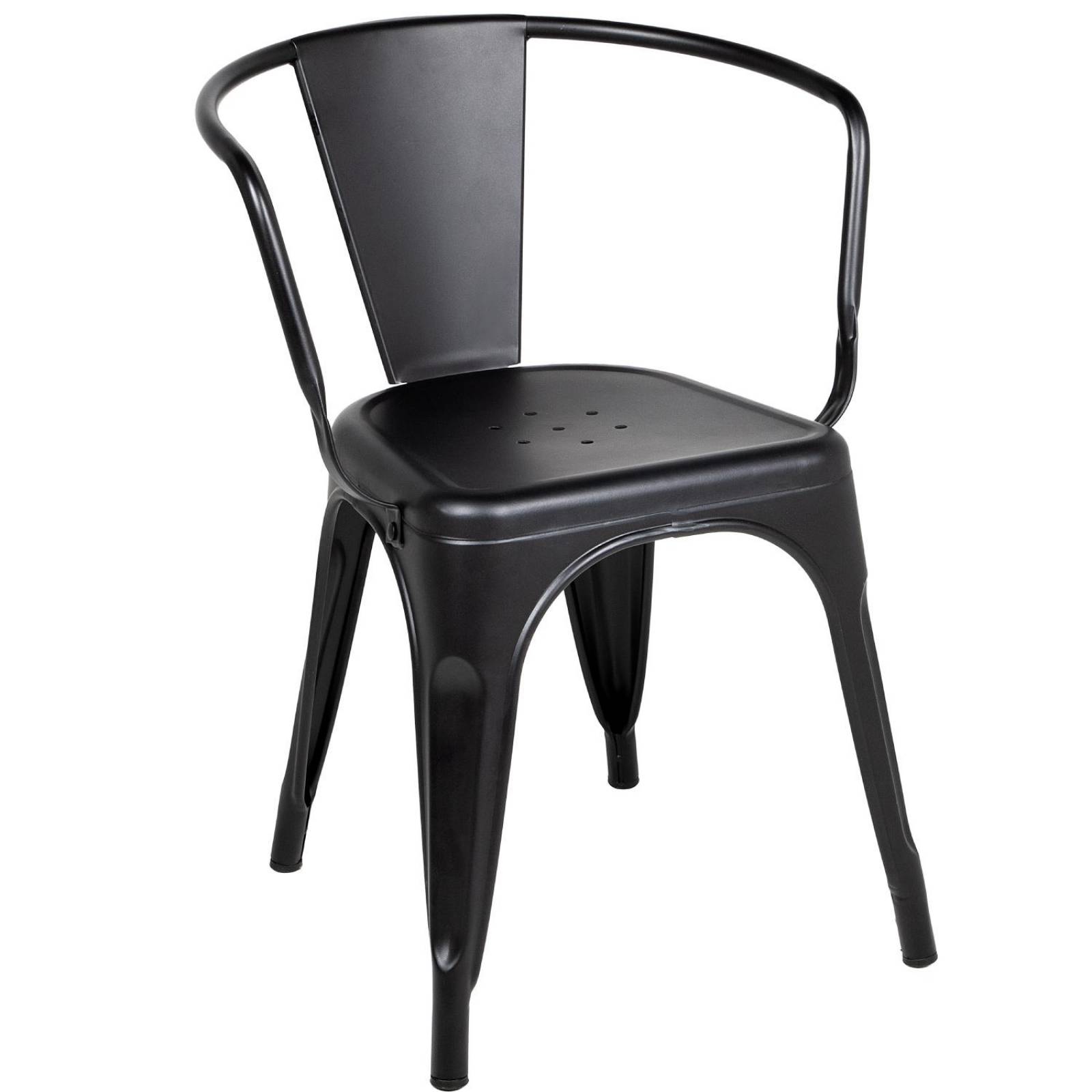 Silla Tolix Acero Metalica Con Descansabrazos Kingshouse Negro mate Color