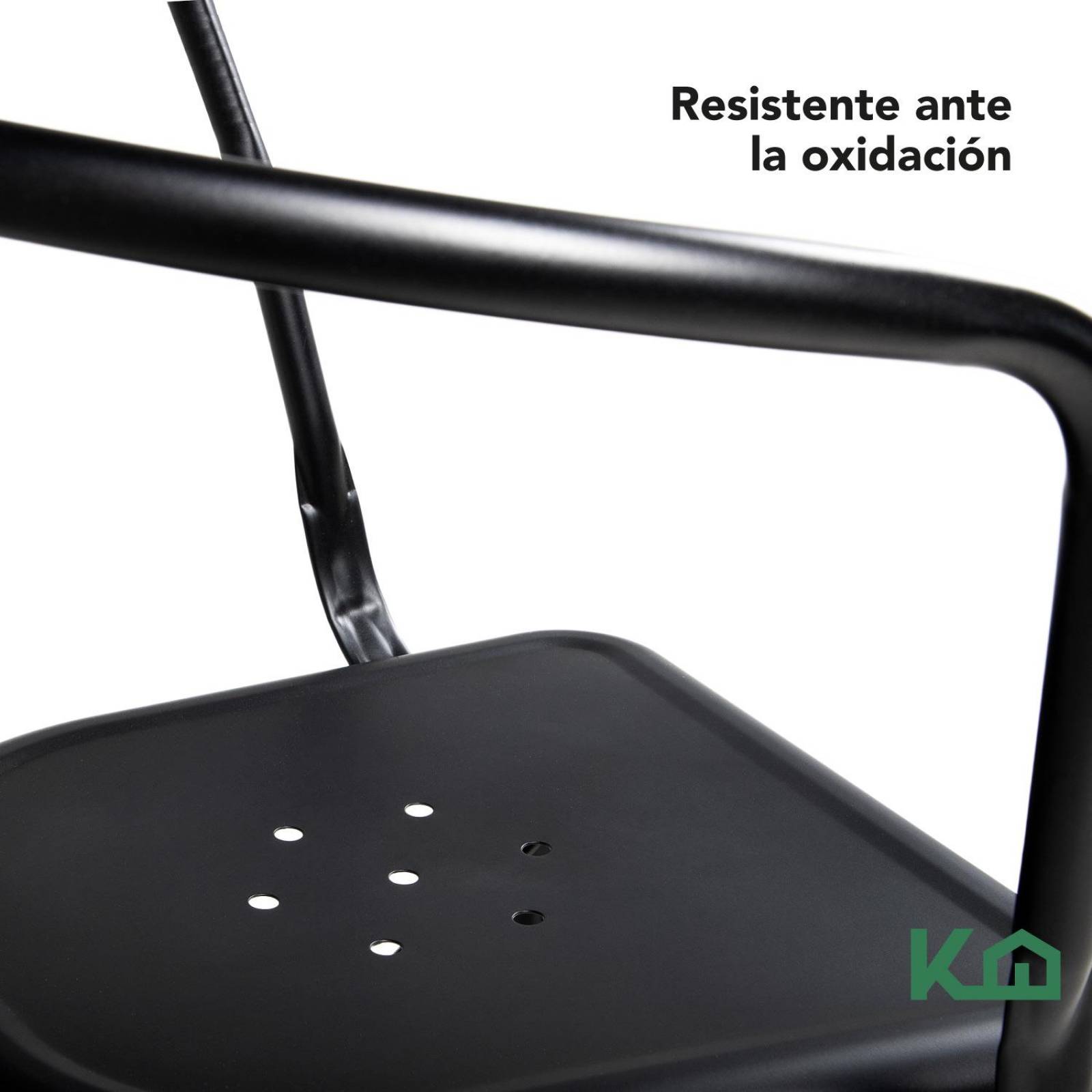 Silla Tolix Acero Metalica Con Descansabrazos Kingshouse Negro mate Color