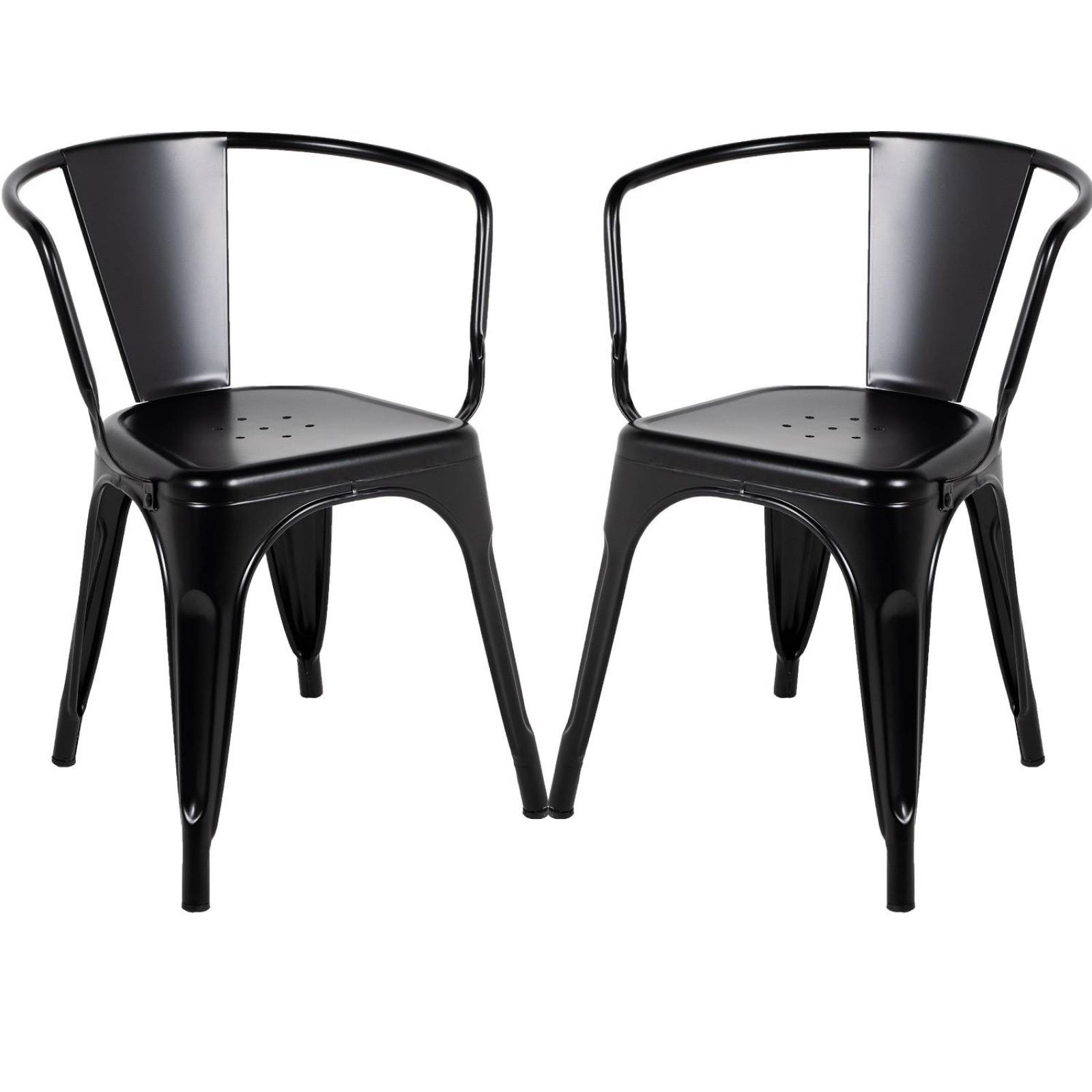 Silla Tolix Acero Metalica Descansabrazos 2 Pzas Kingshouse Negro