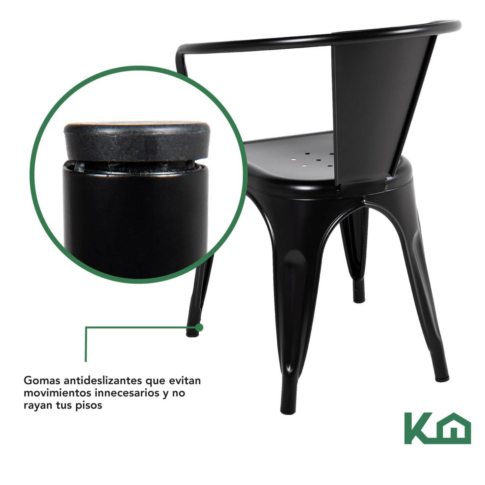 Silla Tolix Acero Metalica Descansabrazos 2 Pzas Kingshouse Negro
