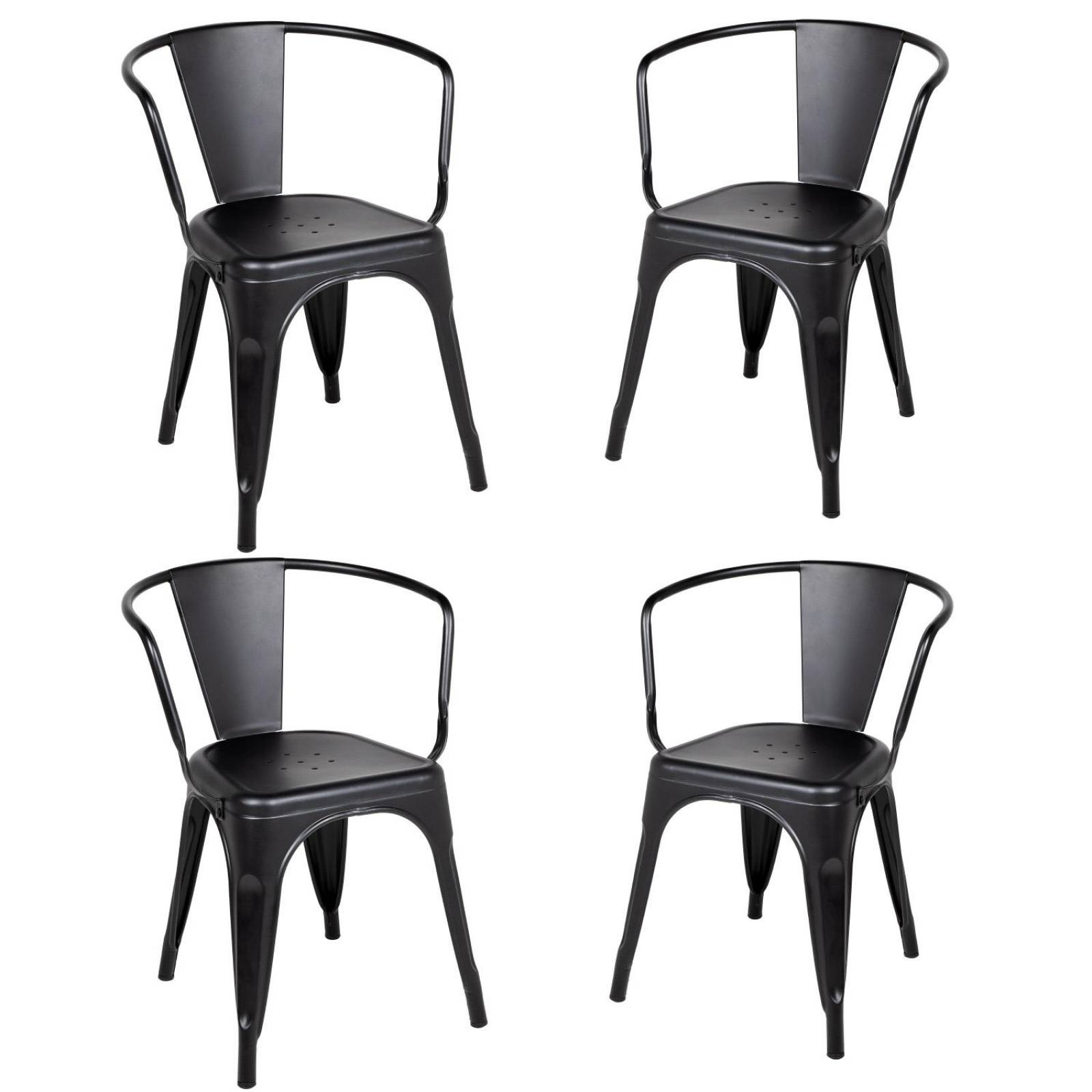 Silla Tolix Acero Metalica Descansabrazos 4 Pzas Kingshouse Negro mate