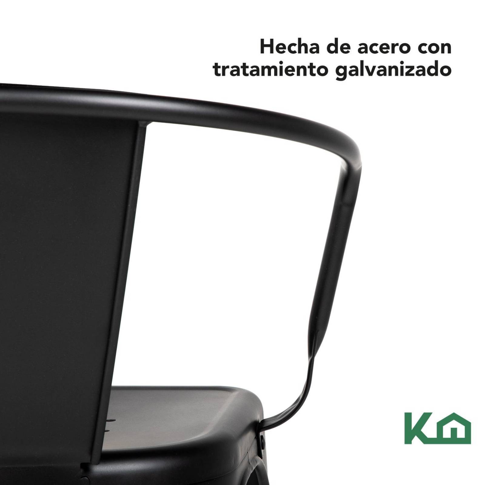 Silla Tolix Acero Metalica Descansabrazos 4 Pzas Kingshouse Negro mate