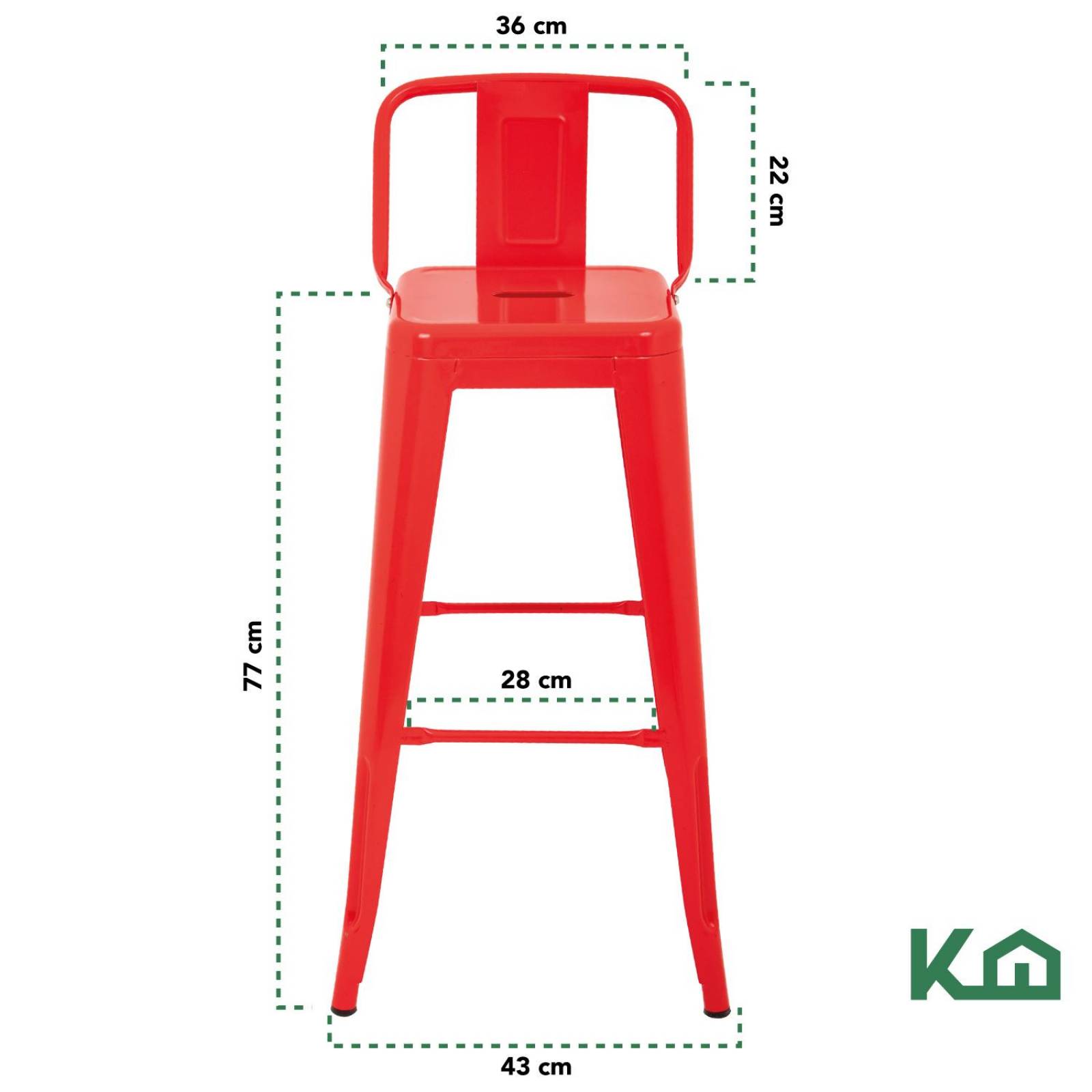Set 4 Bancos Tolix Altos Kingshouse Con Respaldo Silla Barra Rojo