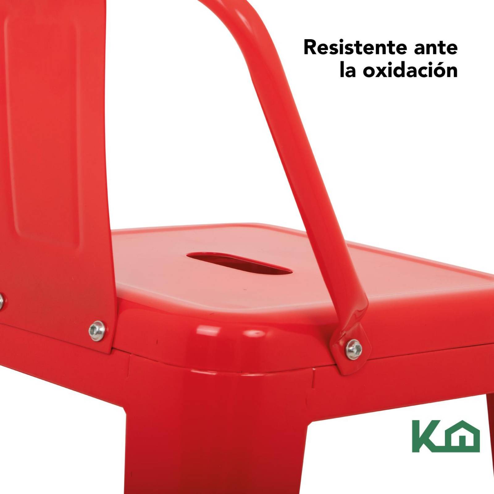 Set 4 Bancos Tolix Altos Kingshouse Con Respaldo Silla Barra Rojo