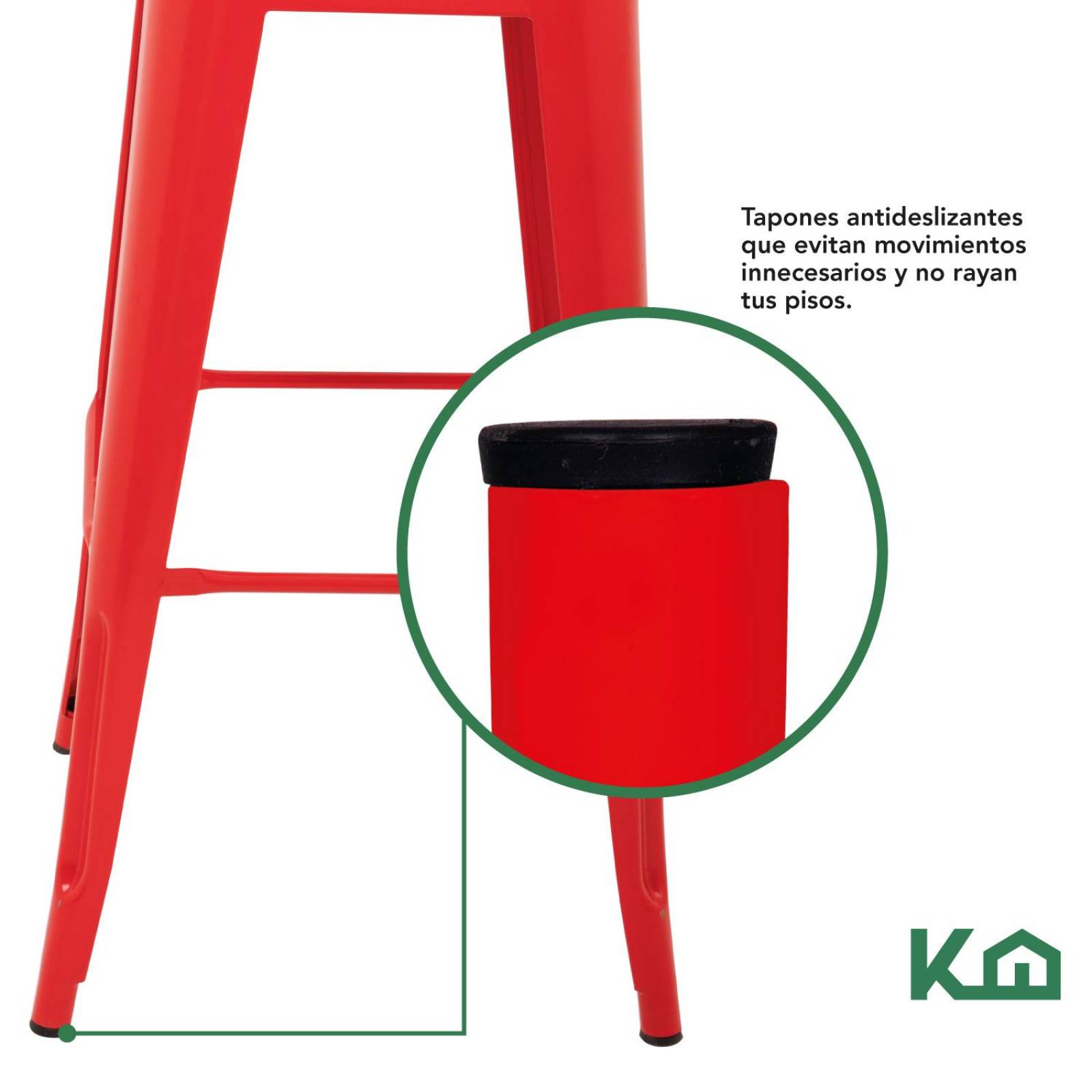 Set 4 Bancos Tolix Altos Kingshouse Con Respaldo Silla Barra Rojo