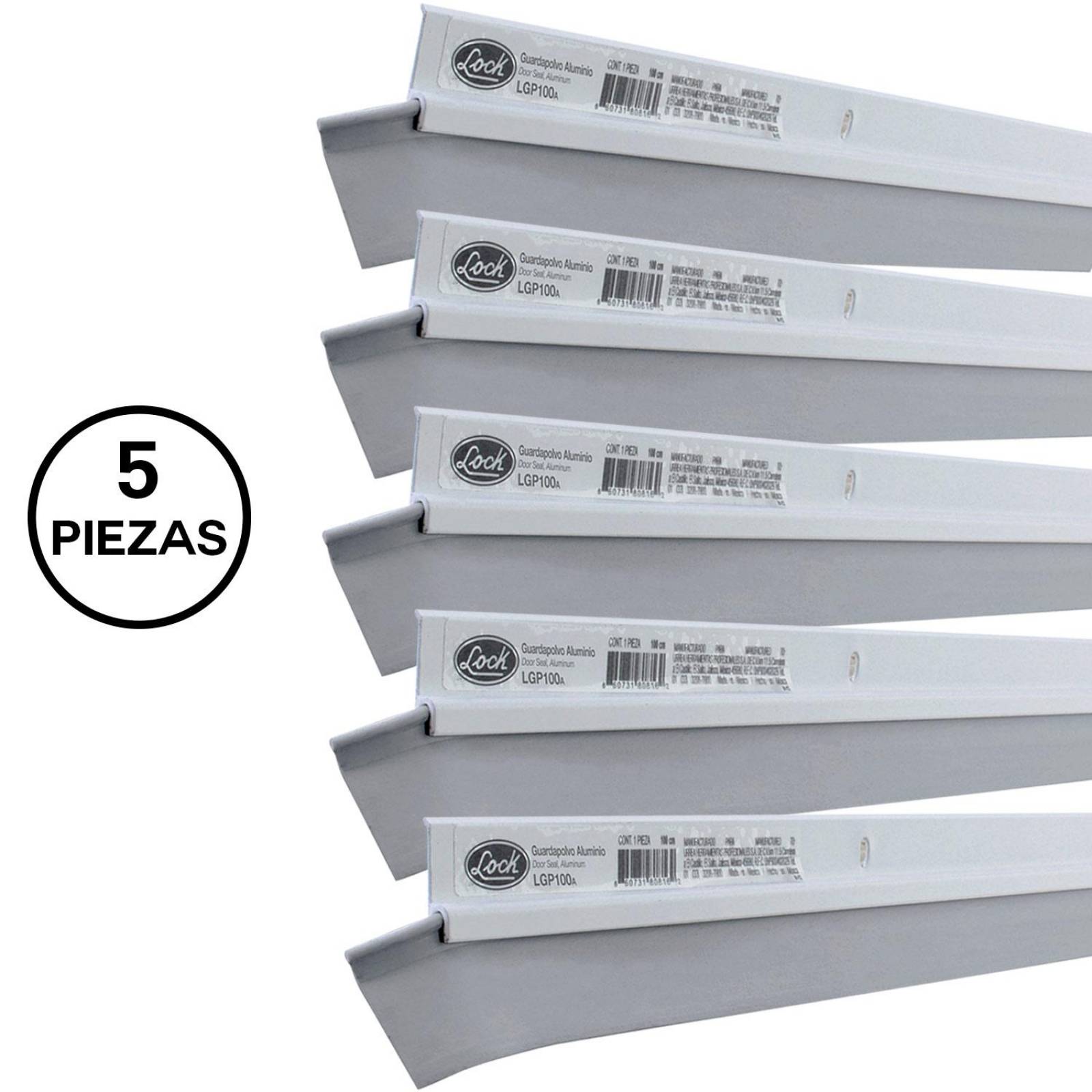 Kit De 5 Guardapolvos Puerta Acabado aluminio 100 cm Lock Gris oscuro