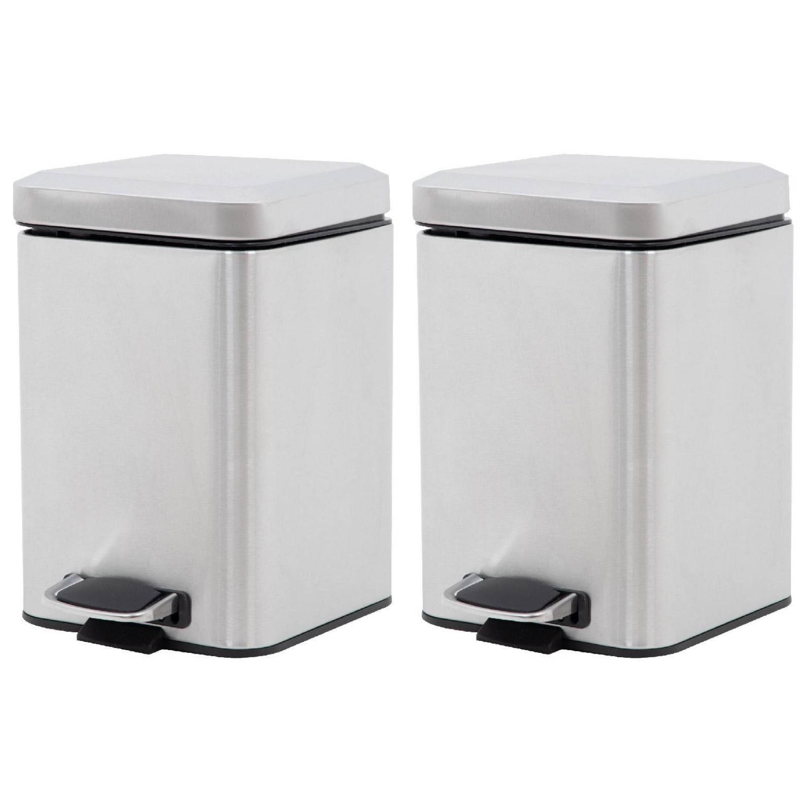 Botes de Basura 6L Acero Inox Metalico Cocina Oficina 2pzas 