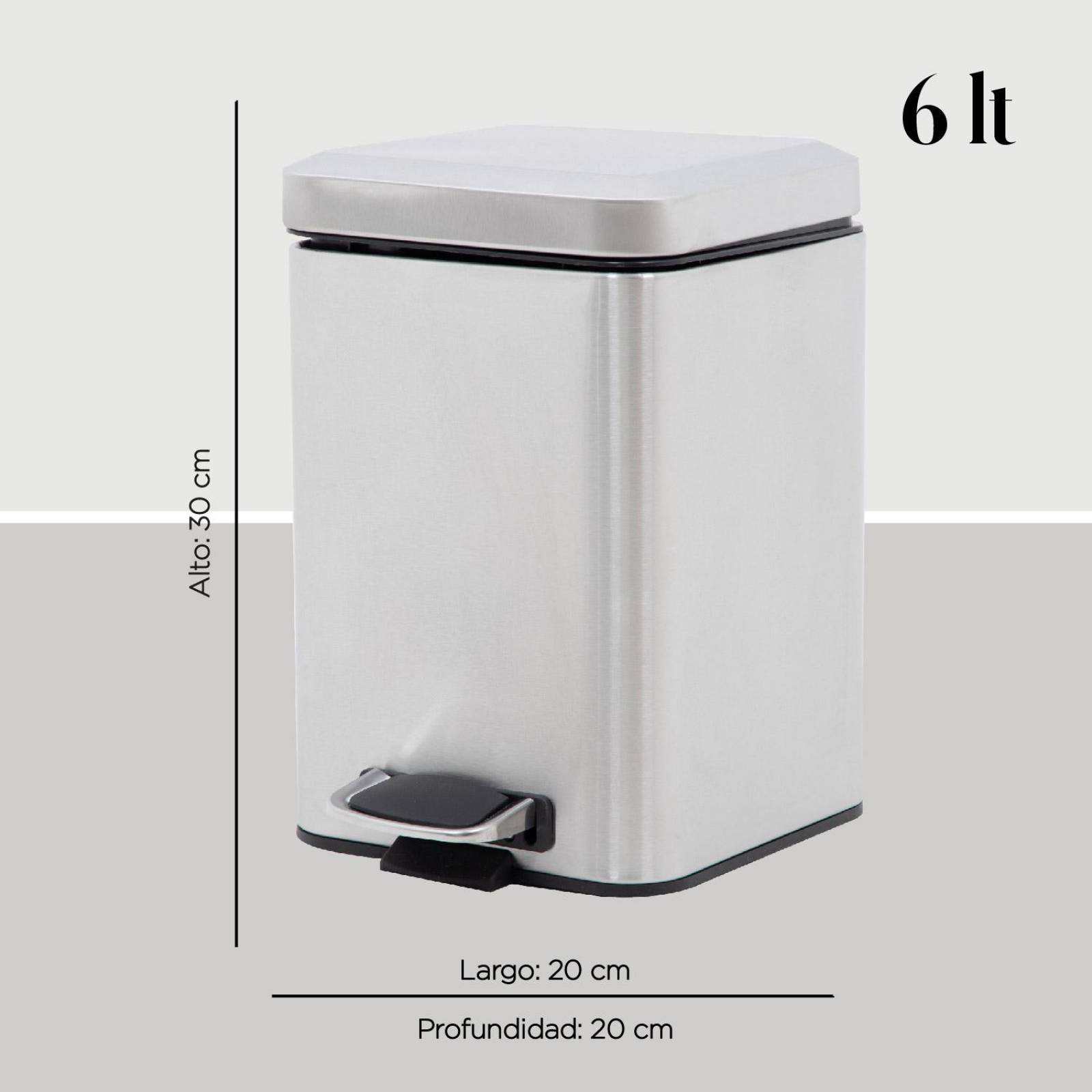 Botes de Basura 6L Acero Inox Metalico Cocina Oficina 2pzas 
