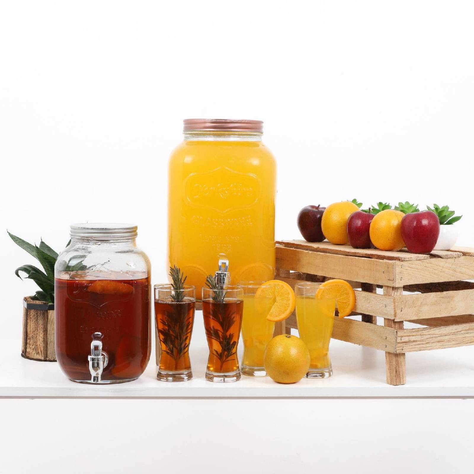 Dispensadores Bebidas 4 y 8 Litros Mason Jar Vitrolero Bambu 