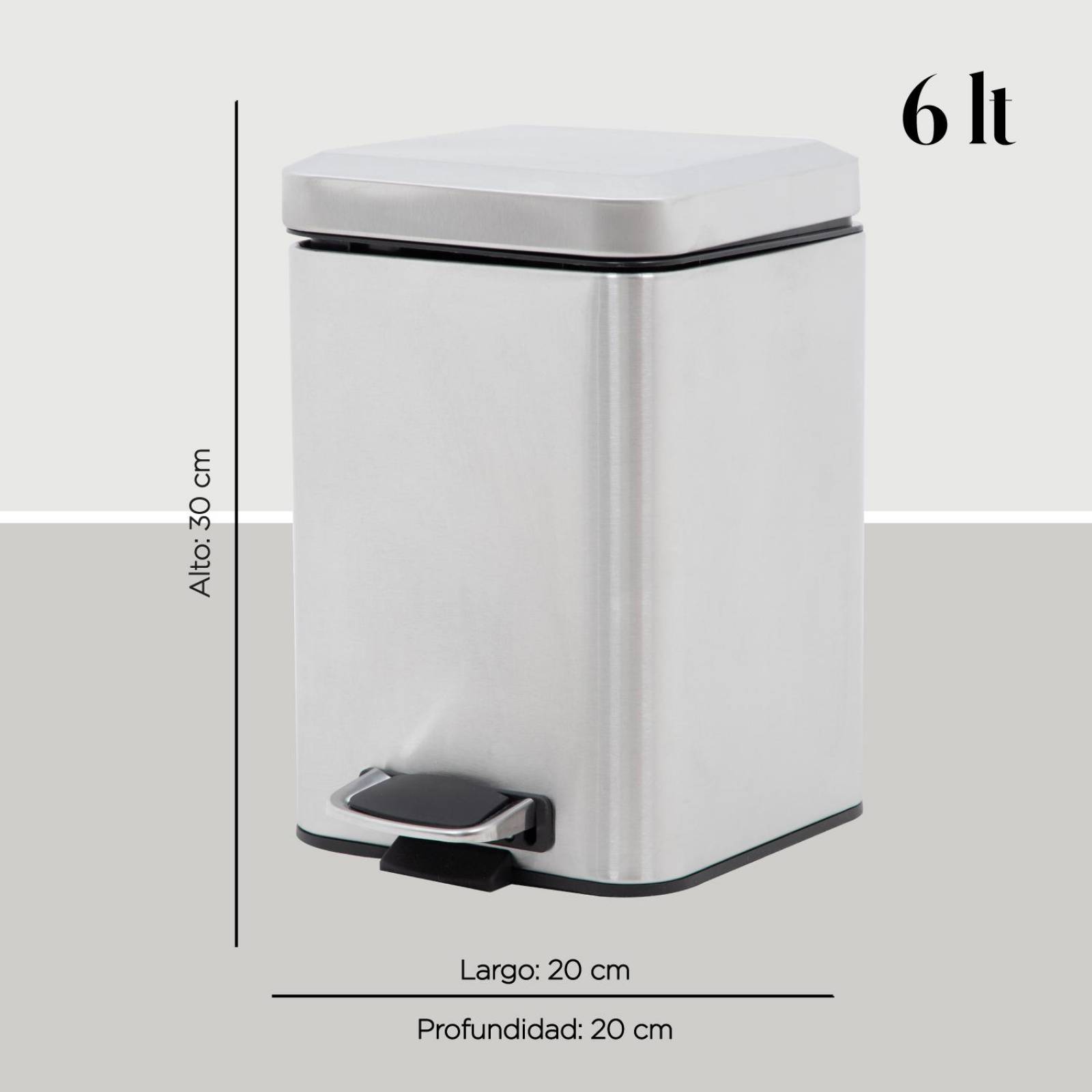 Bote de Basura Acero Inoxidable Metalico Basurero Cocina 6L