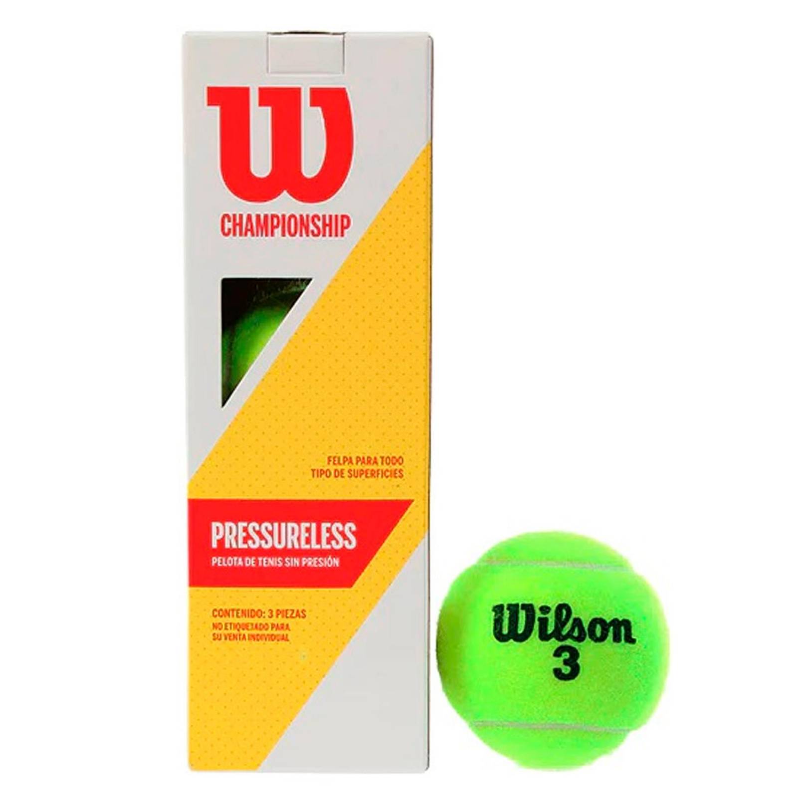 Pelotas De Tenis Wilson Championship Sin Presión 3 Piezas 