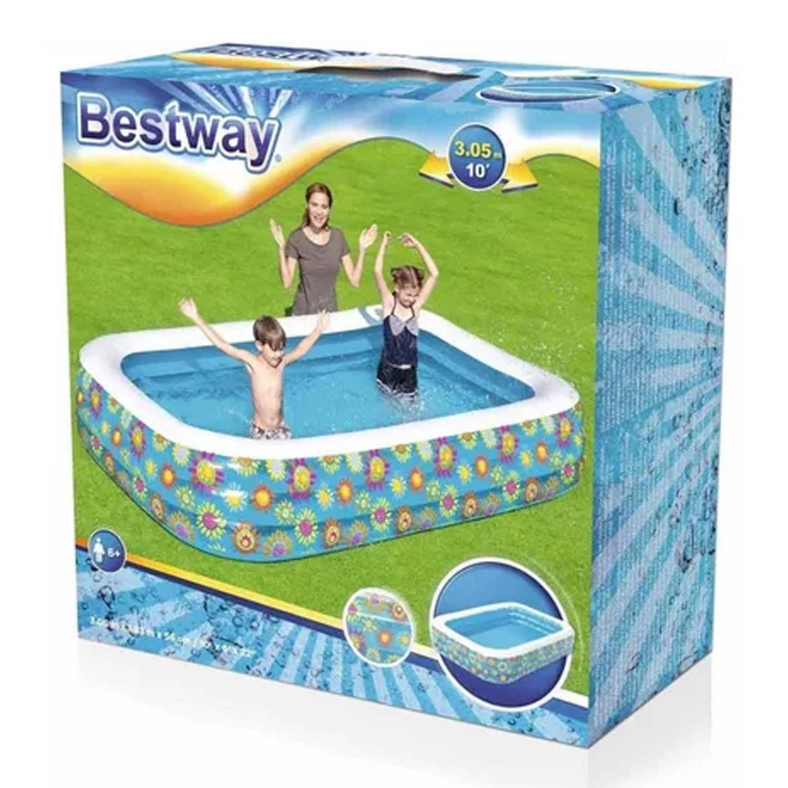 Alberca Piscina Inflable Rectangular 305cm + Cubierta 