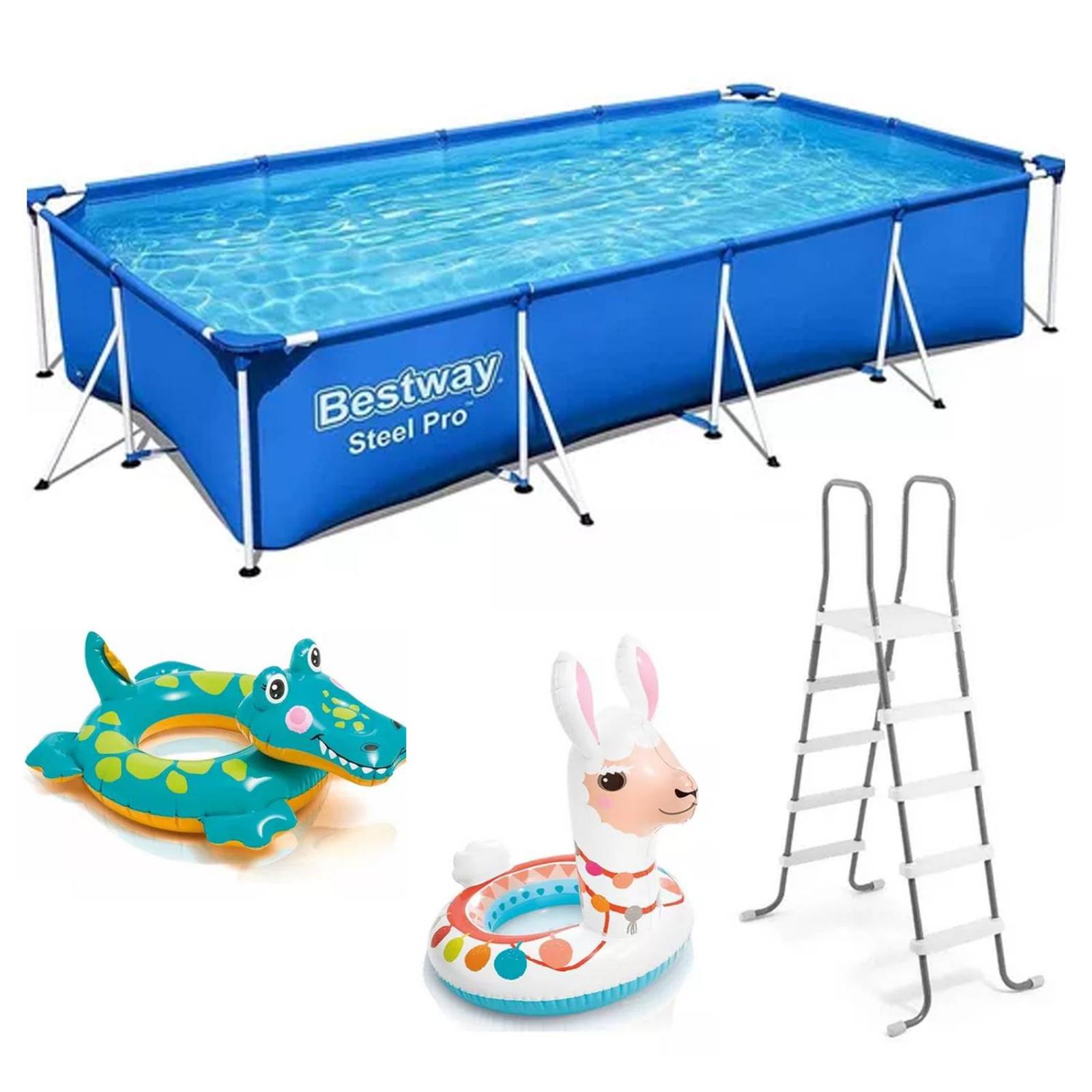 Alberca Rectangular Estructural + Escalera + Flotador Intex 