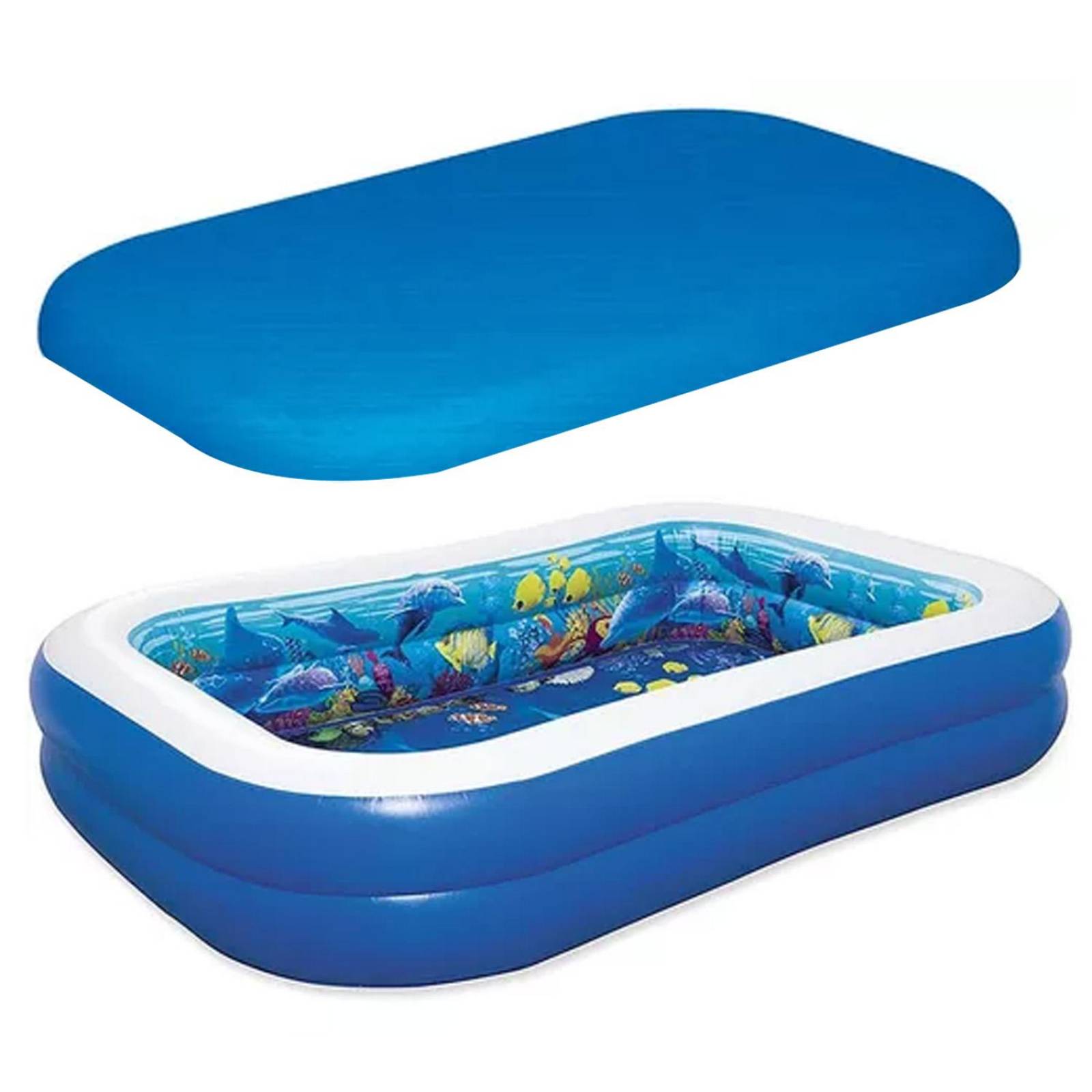 Alberca Inflable Familiar 3d Azul 262x175x51 cm + Cubierta 