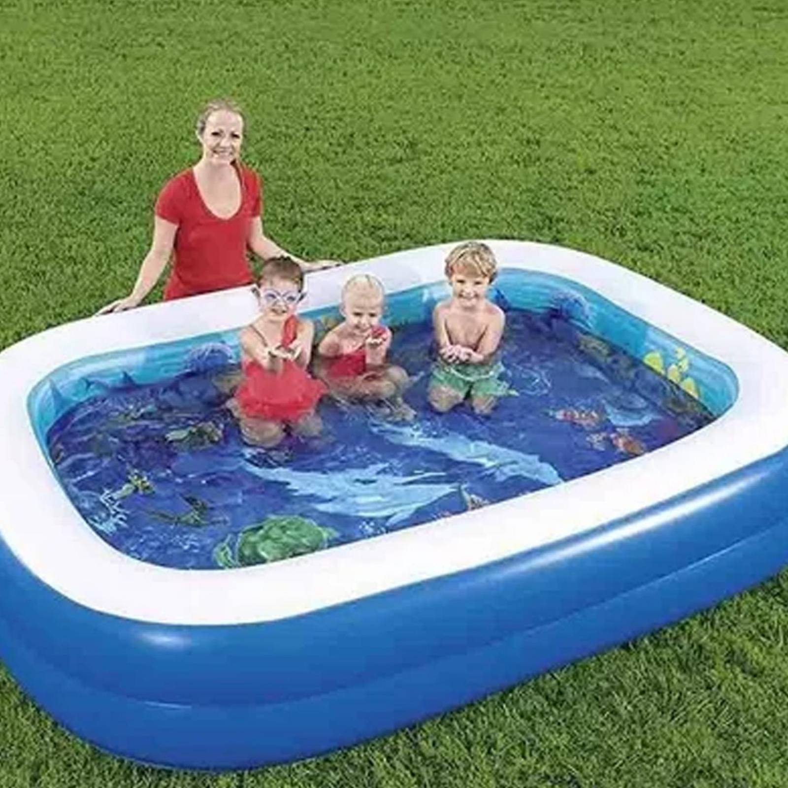 Alberca Inflable Familiar 3d Azul 262x175x51 cm + Cubierta 