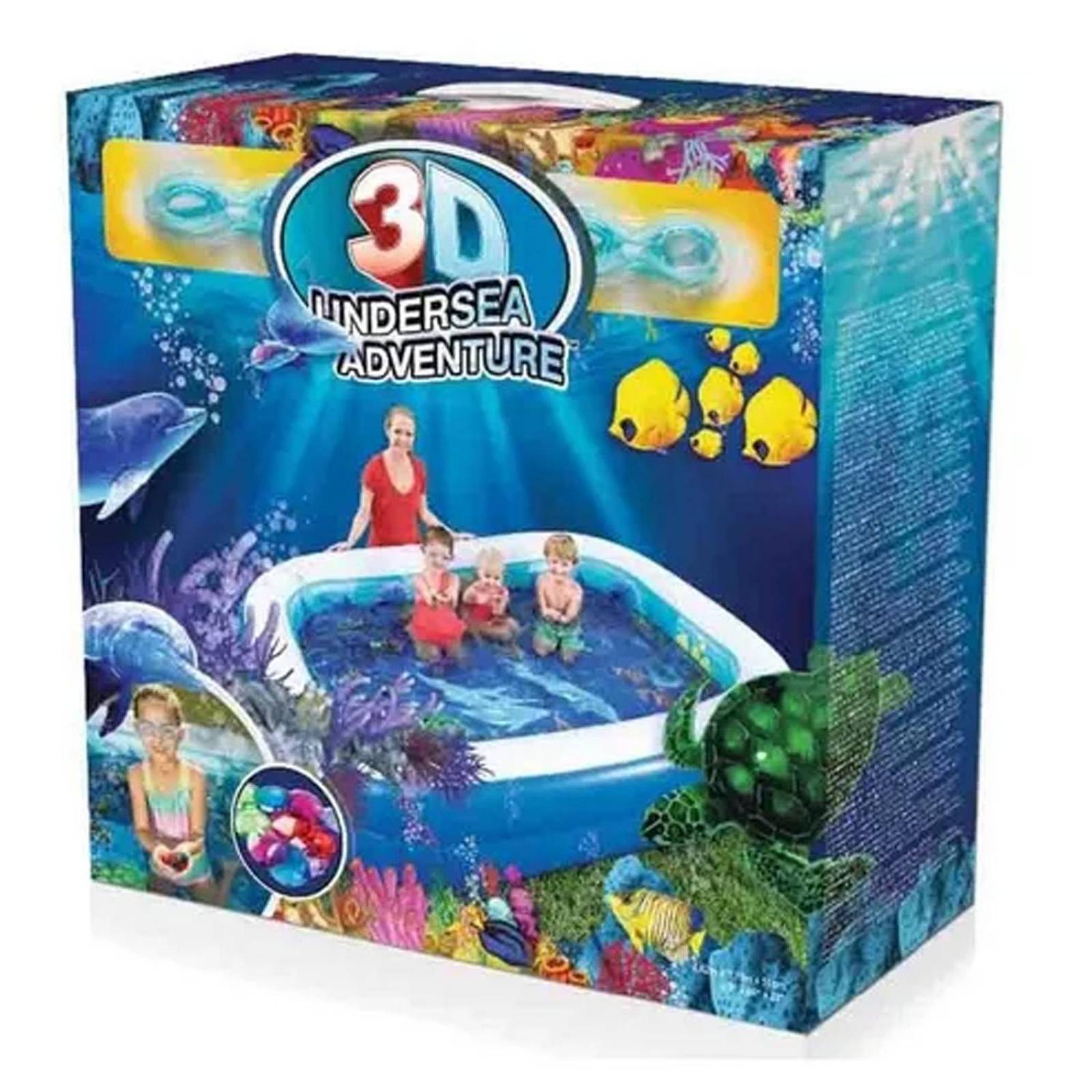 Alberca Inflable Familiar 3d Azul 262x175x51 cm + Cubierta 
