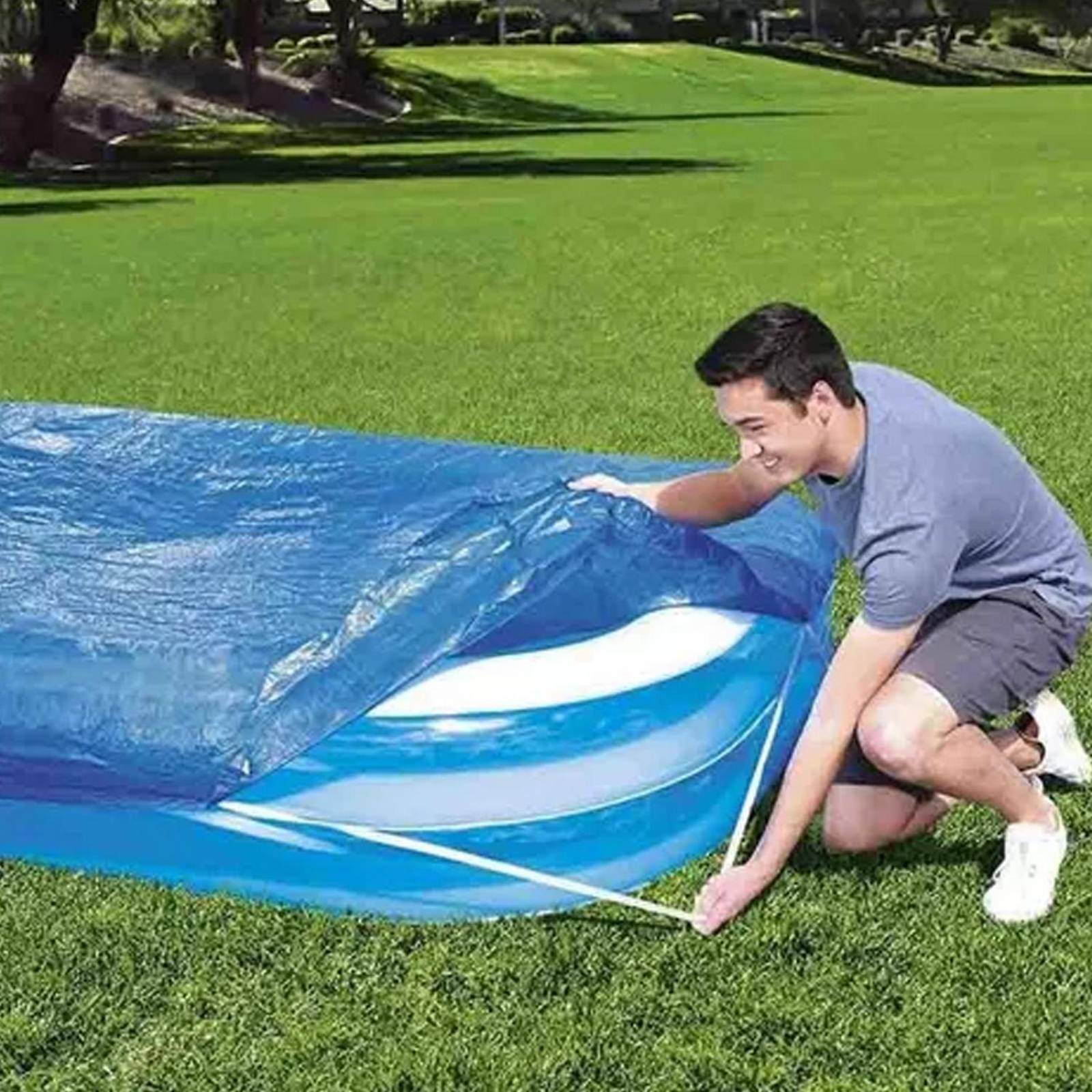 Alberca Inflable Familiar 3d Azul 262x175x51 cm + Cubierta 