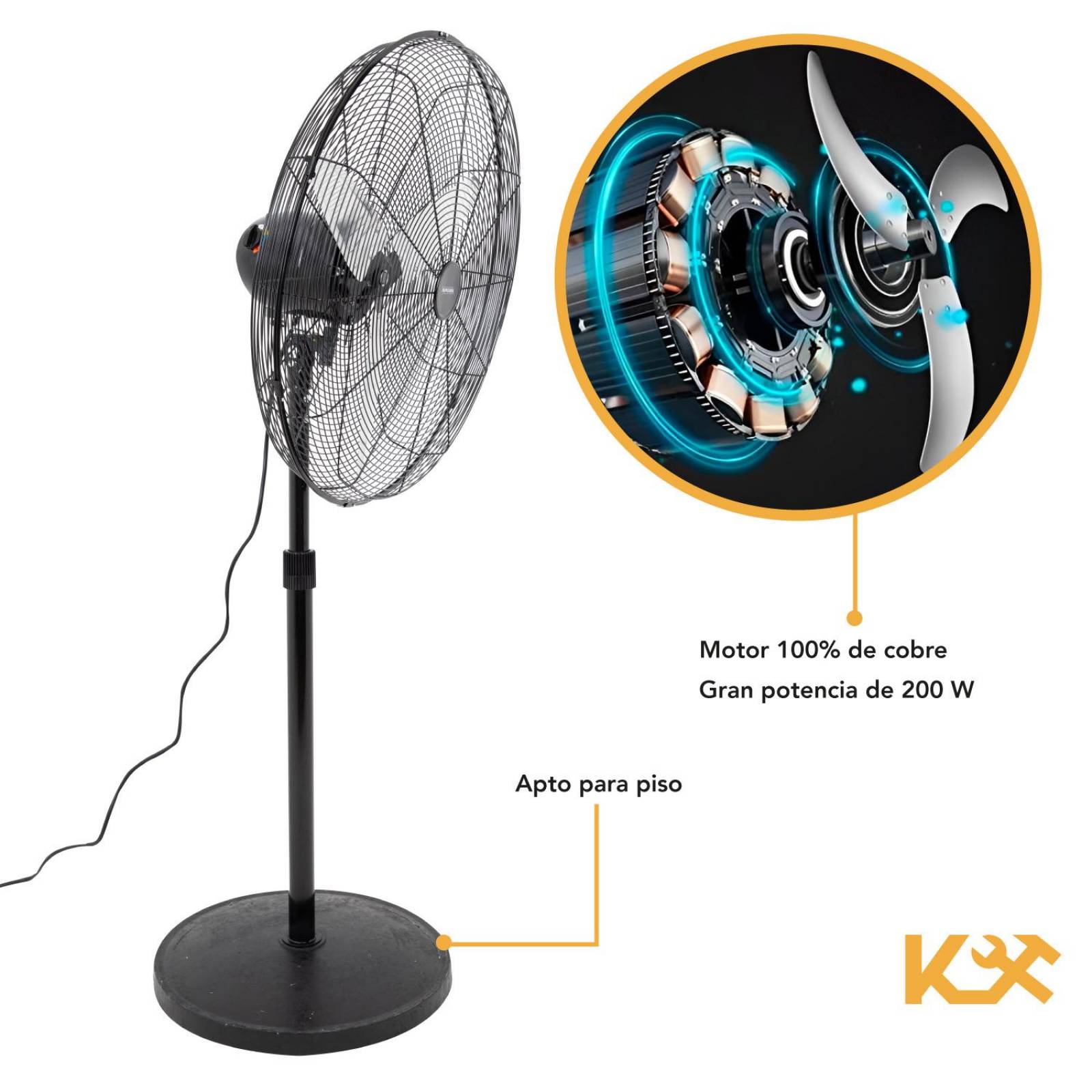 Ventilador Pedestal Industrial 26 Pulgadas De Pie Kingsman 