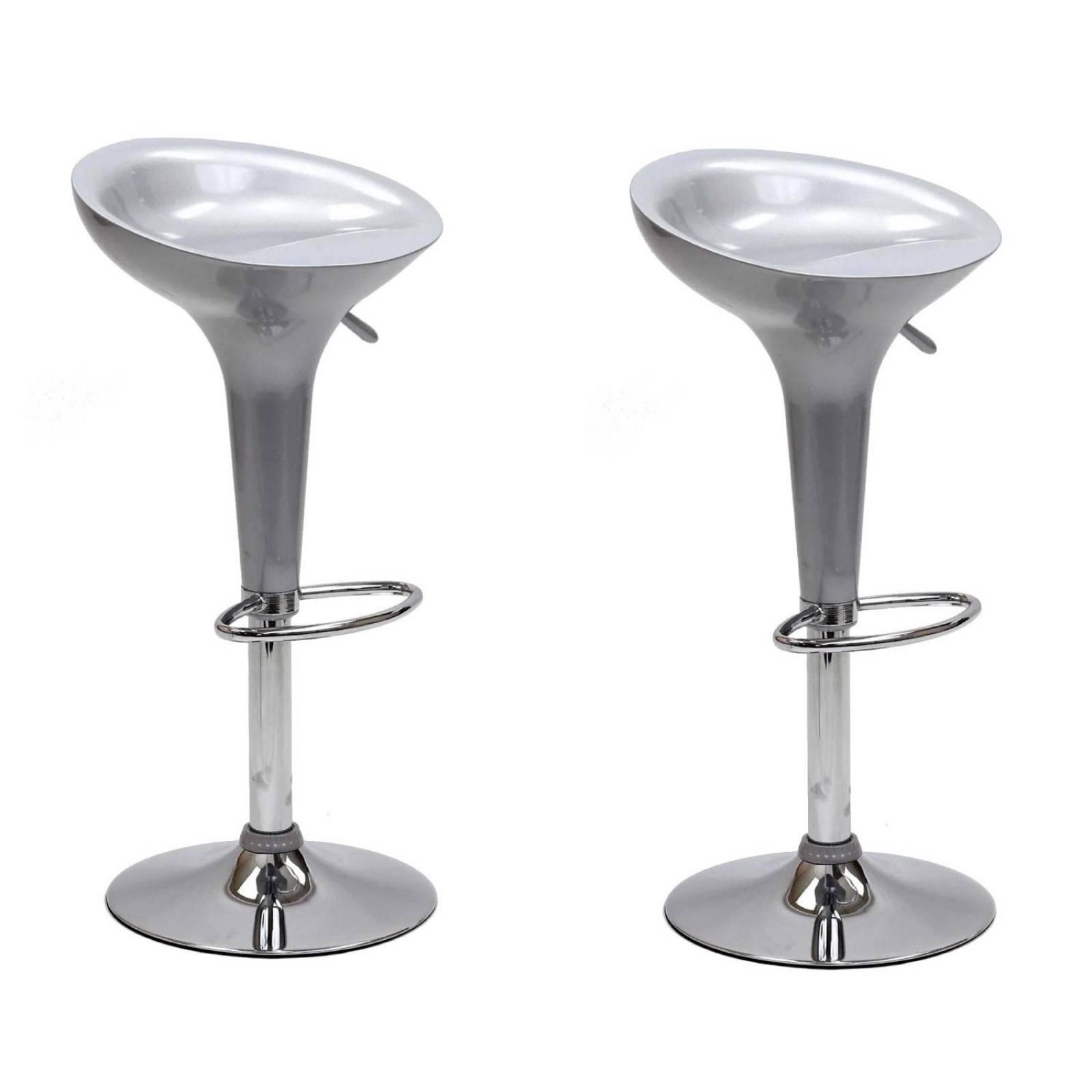 Banco Alto De Barra Set 2 Pzs Giratorio Altura Ajustable Bar Gris