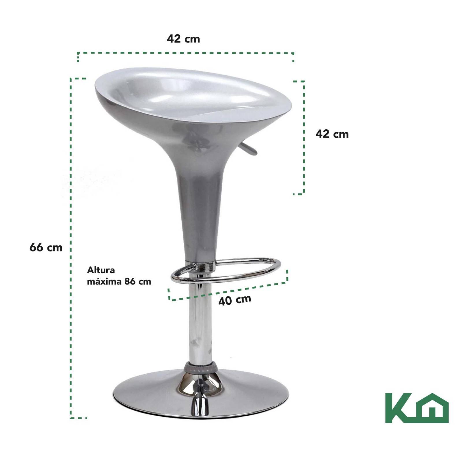 Banco Alto De Barra Set 2 Pzs Giratorio Altura Ajustable Bar Gris
