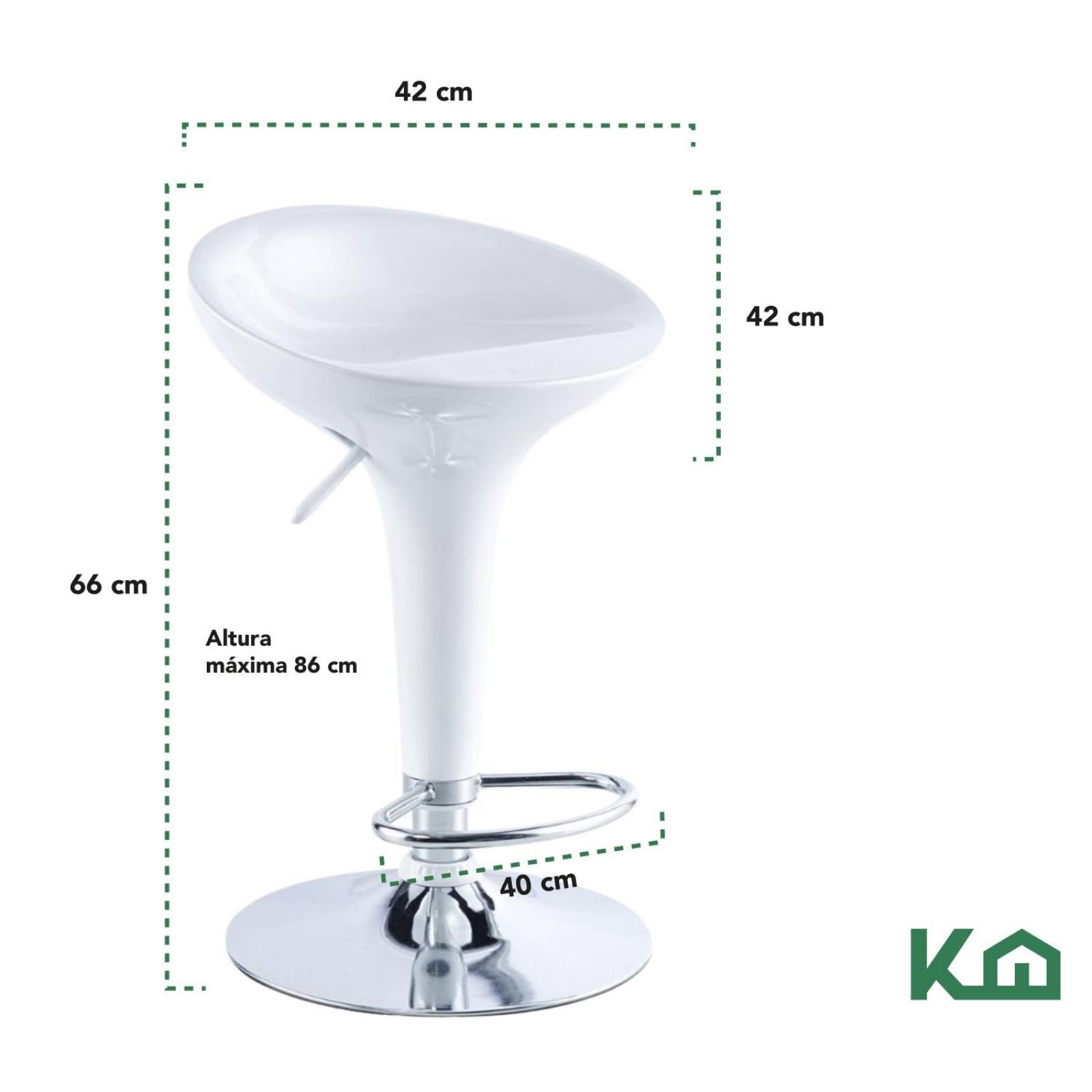 Banco Alto De Barra Set 4 Pzs Giratorio Altura Ajustable Bar Blanco
