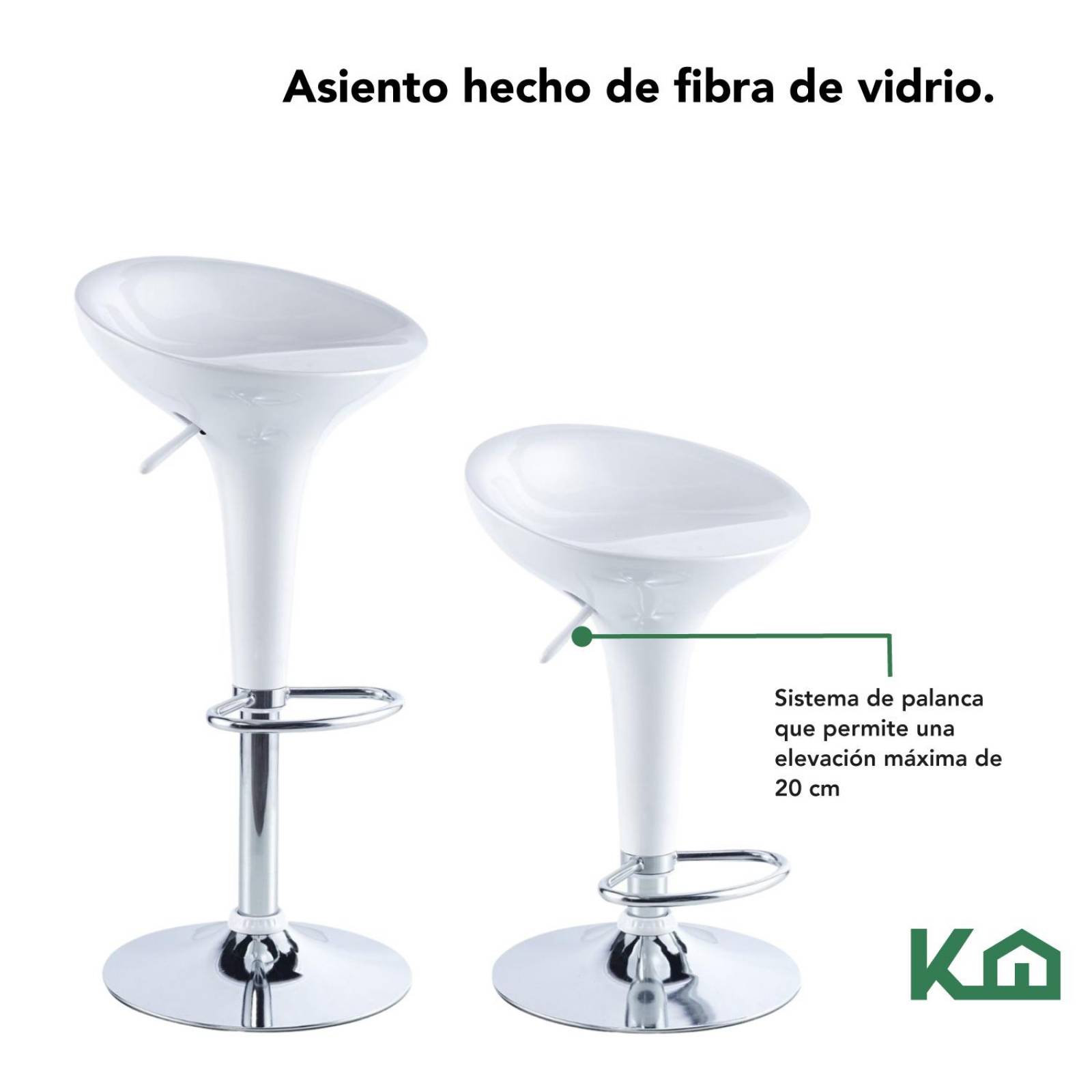 Banco Alto De Barra Set 4 Pzs Giratorio Altura Ajustable Bar Blanco