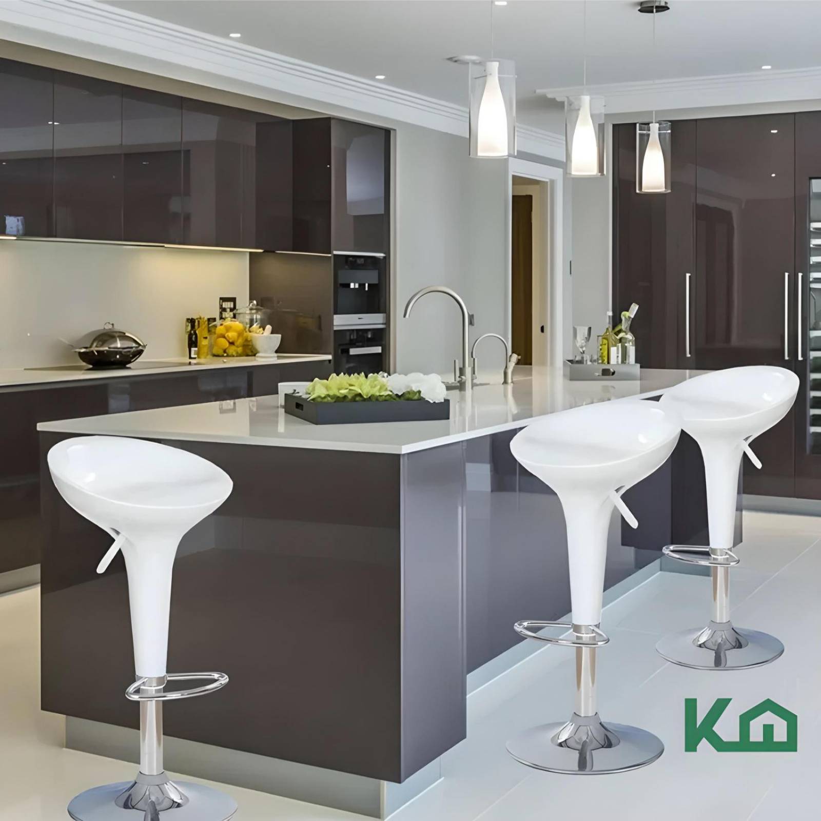 Banco Alto De Barra Set 4 Pzs Giratorio Altura Ajustable Bar Blanco