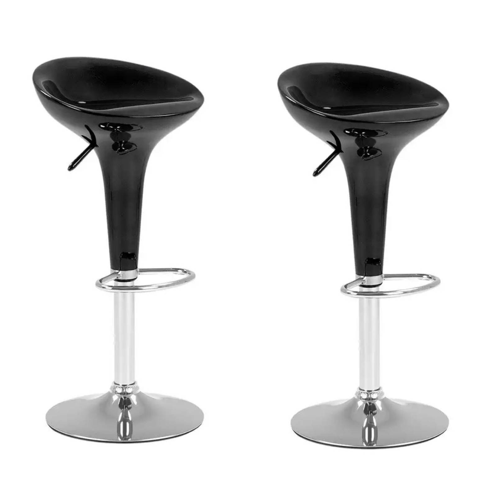 Banco Alto De Barra Set 2 Pzs Giratorio Altura Ajustable Bar Negro