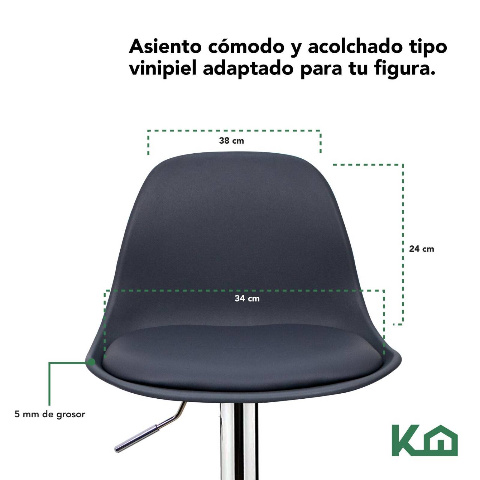 Banco Silla De Comedor Giratorio Respaldo Set 5pzs Cafeteria Gris