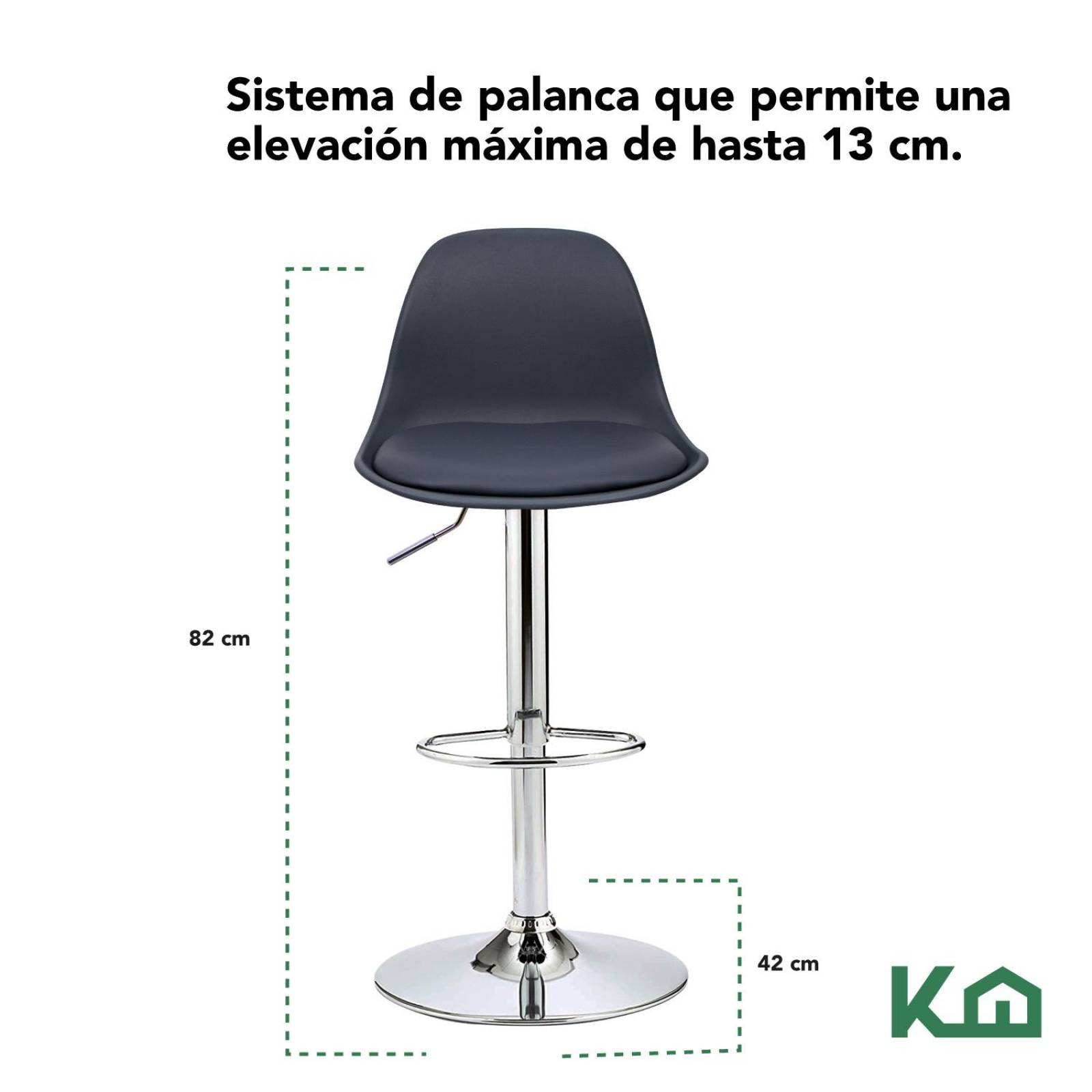 Banco Silla De Comedor Giratorio Respaldo Set 5pzs Cafeteria Gris
