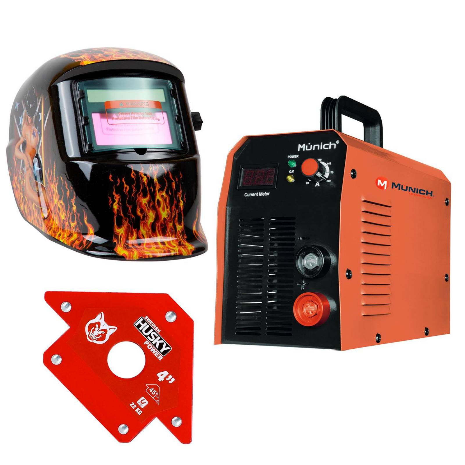 Soldadora Inverter Profesional+ Careta + Escuadras Magnetica Fuego
