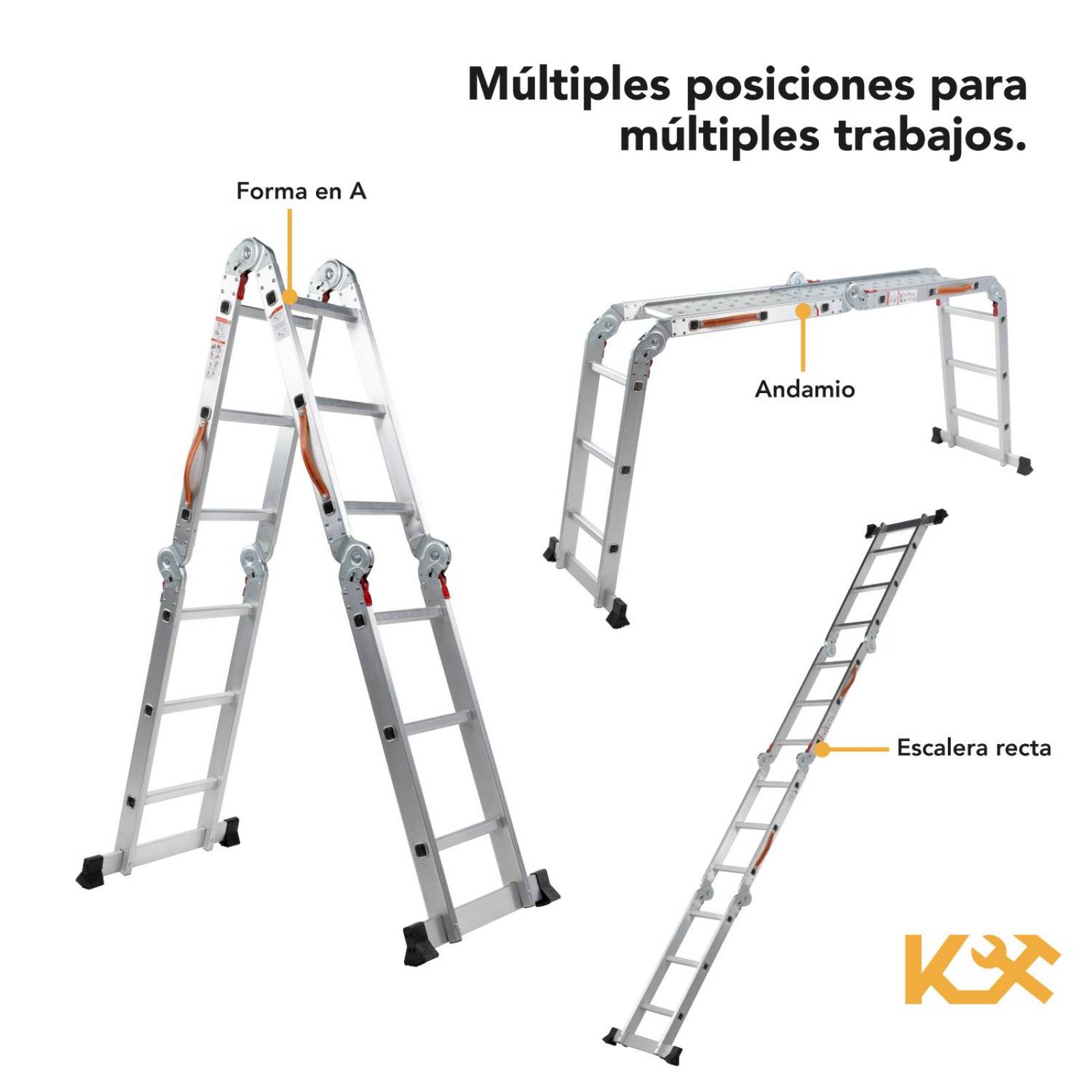Escalera Multiposiciones De Aluminio 3.5 Metros 12 Peldaños 