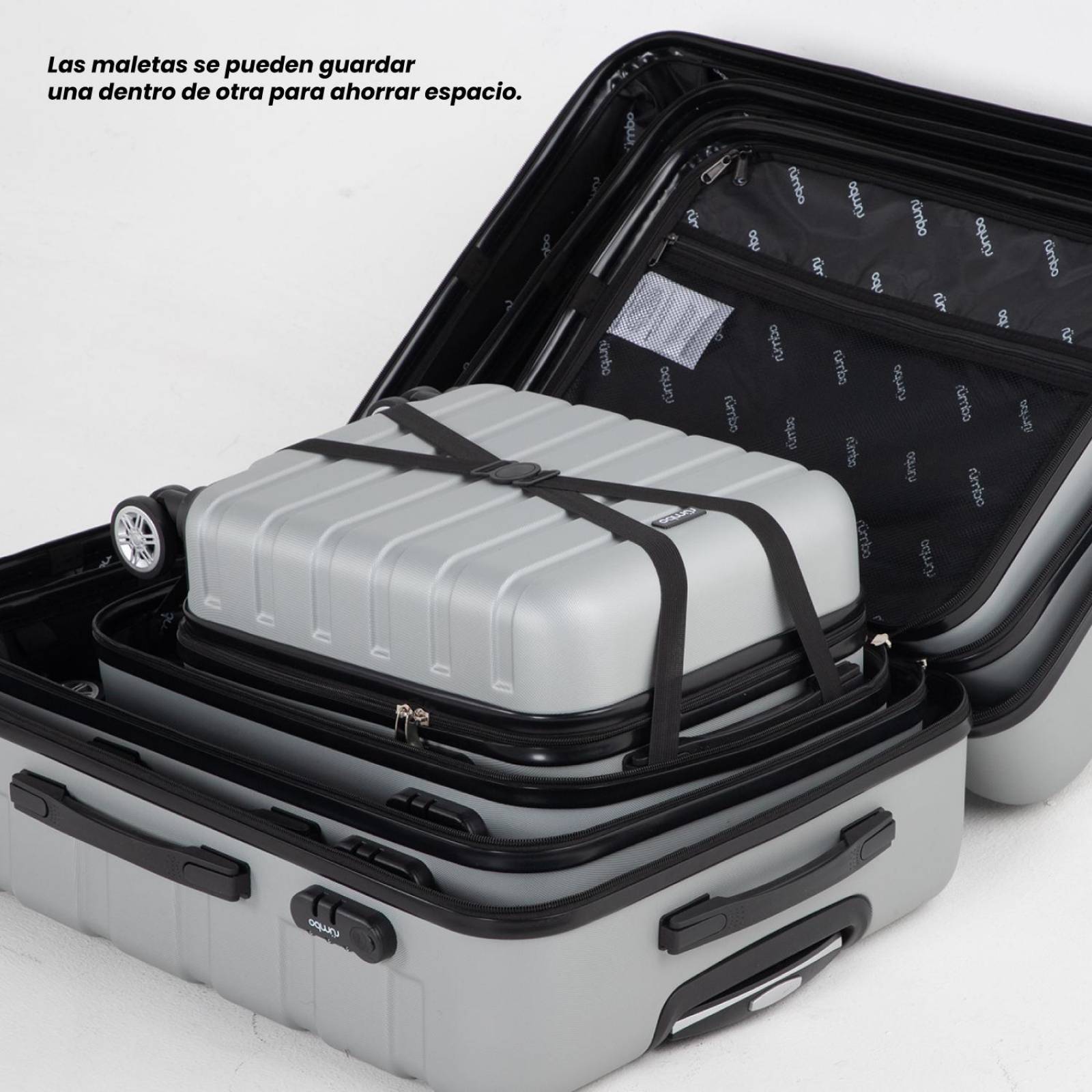 Juego 4 Maletas De Viaje Rigidas Ruedas 360 Bolsas De Viaje Gris