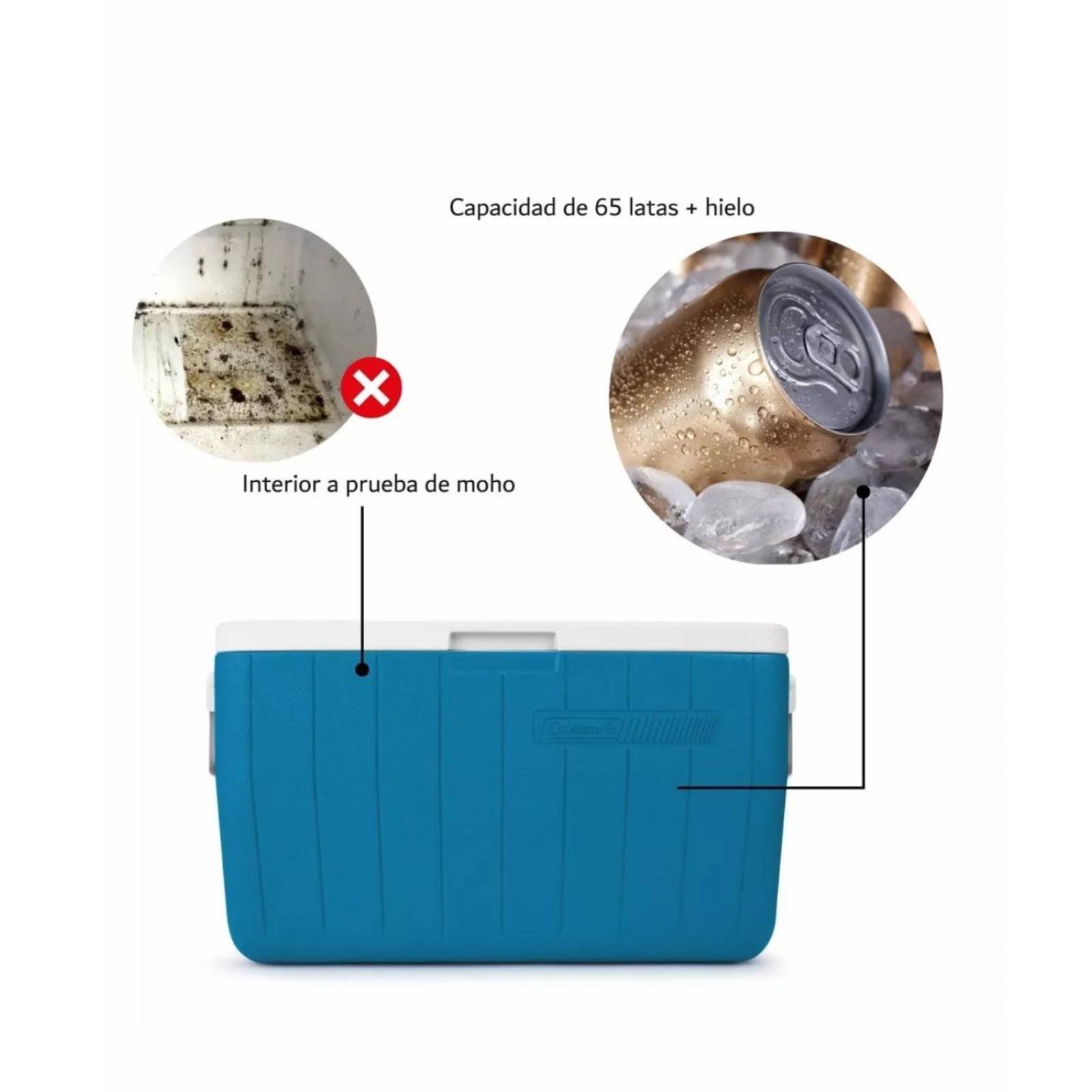 Hielera 48 Qt Azul Con Asas Tapa Enfriador 2 Piezas Coleman 