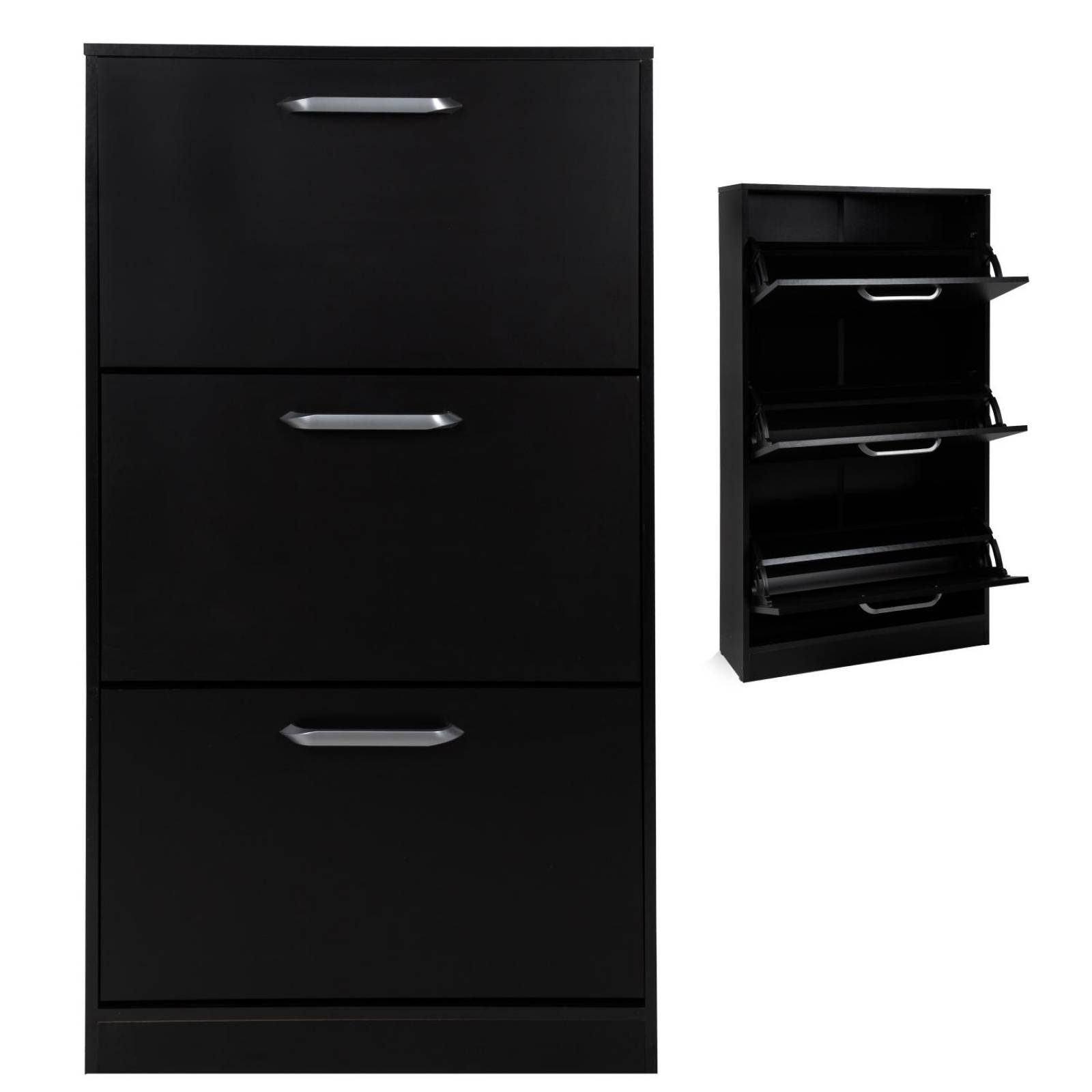 Mueble Zapatero Zapatera Organizador Madera 18 Pares Hogar Negro