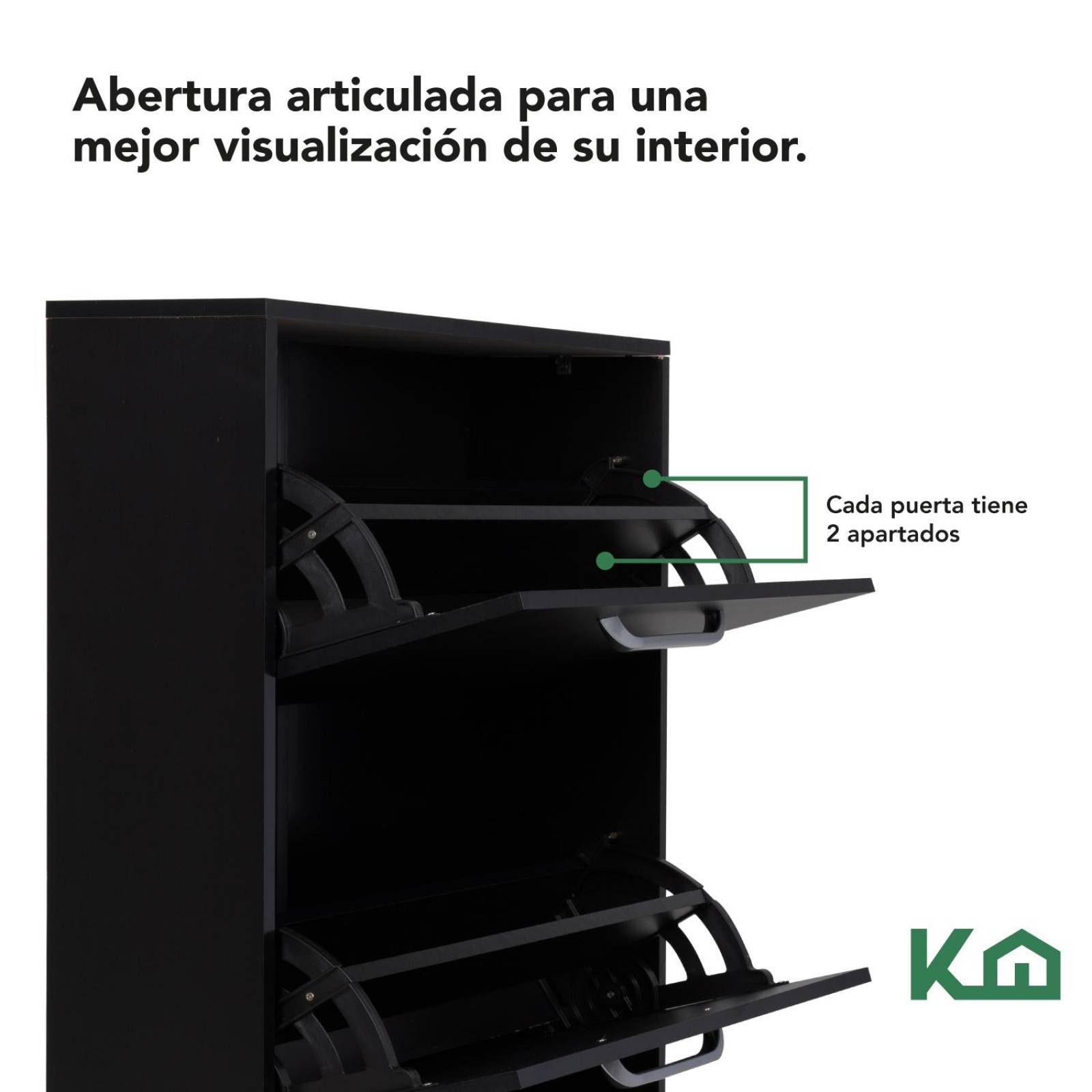 Mueble Zapatero Zapatera Organizador Madera 18 Pares Hogar Negro