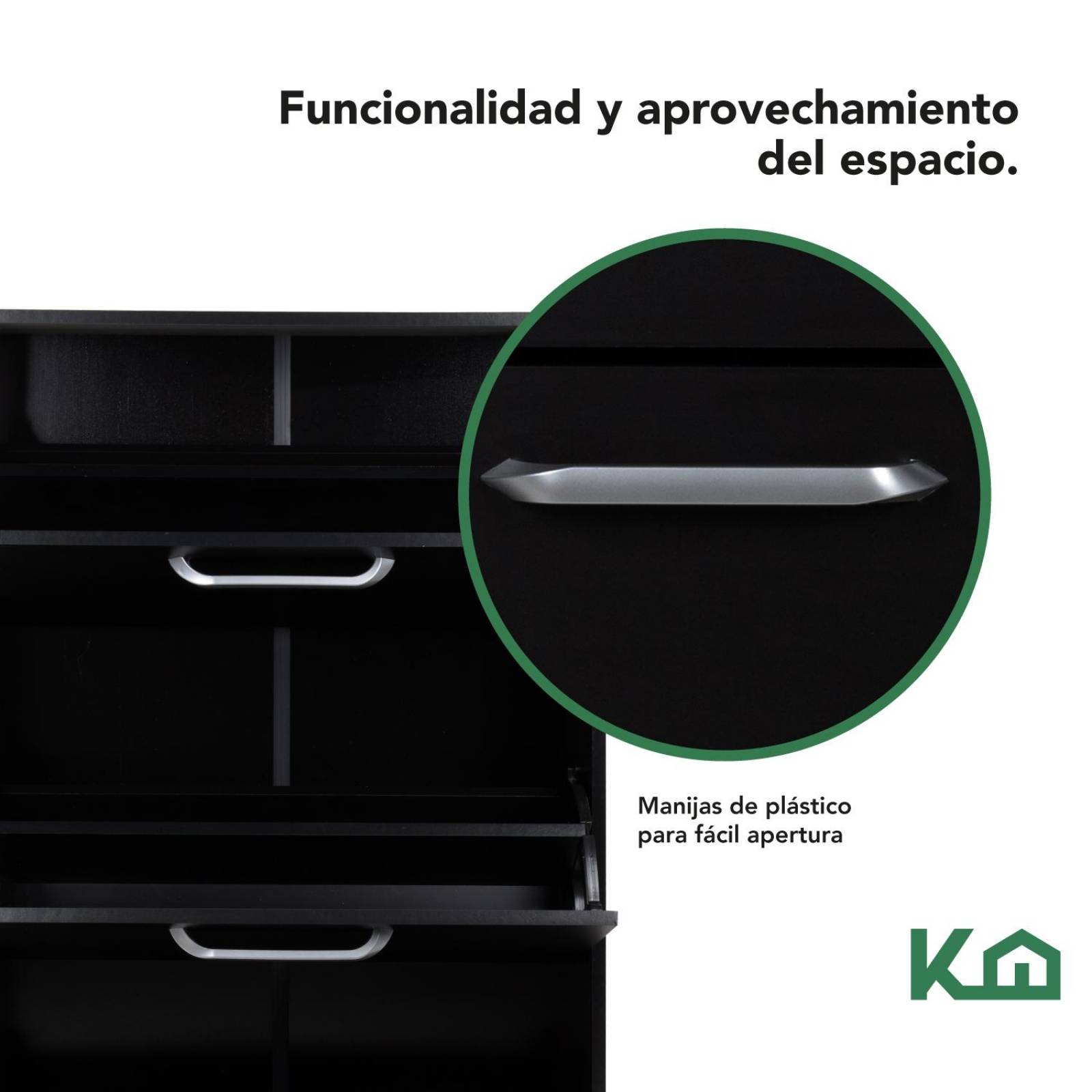 Mueble Zapatero Zapatera Organizador Madera 18 Pares Hogar Negro