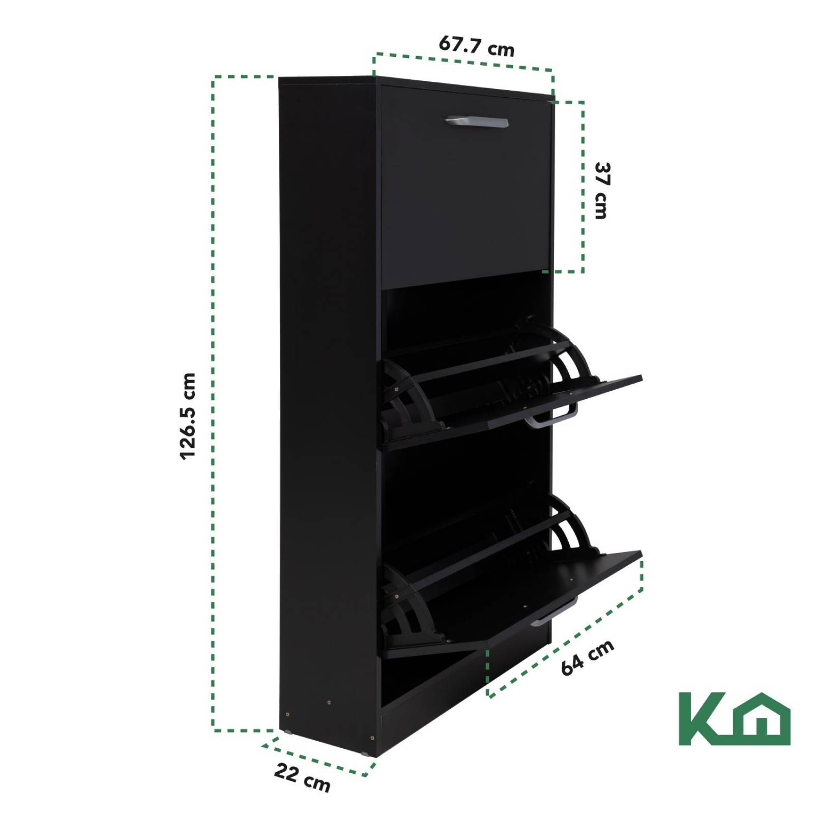 Mueble Zapatero Zapatera Organizador Madera 18 Pares Hogar Negro