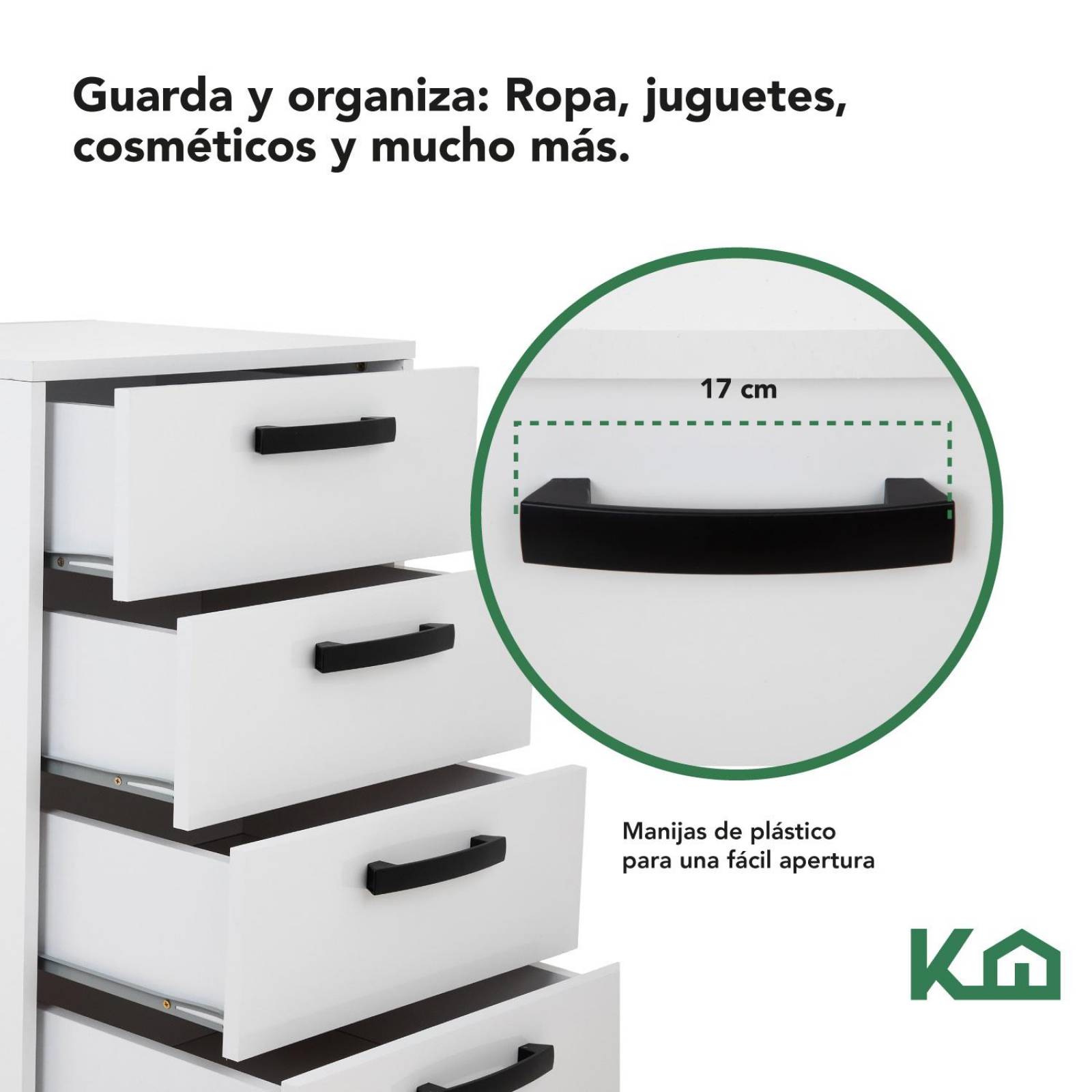 Cajonera Blanca De Madera Cómoda De 4 Cajones Buro Recámara 