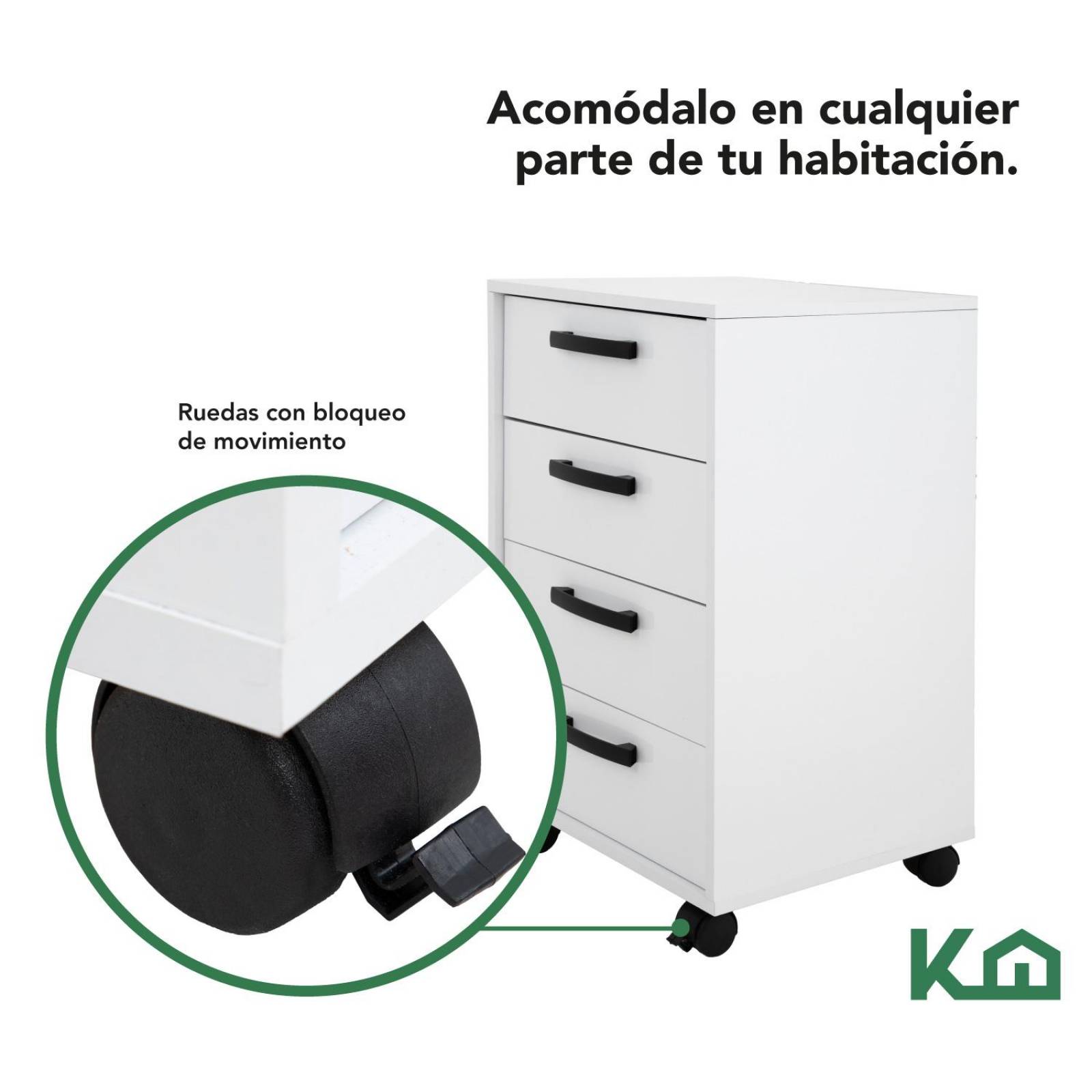 Cajonera Blanca De Madera Cómoda De 4 Cajones Buro Recámara 