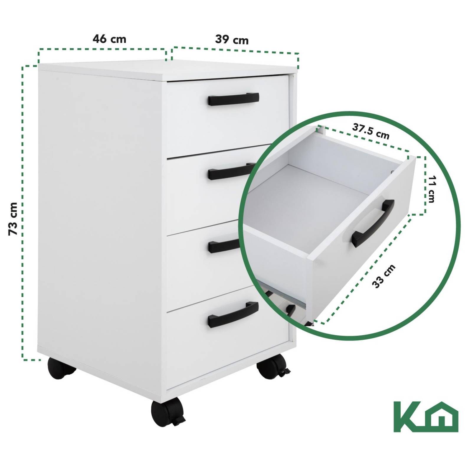 Cajonera Blanca De Madera Cómoda De 4 Cajones Buro Recámara 