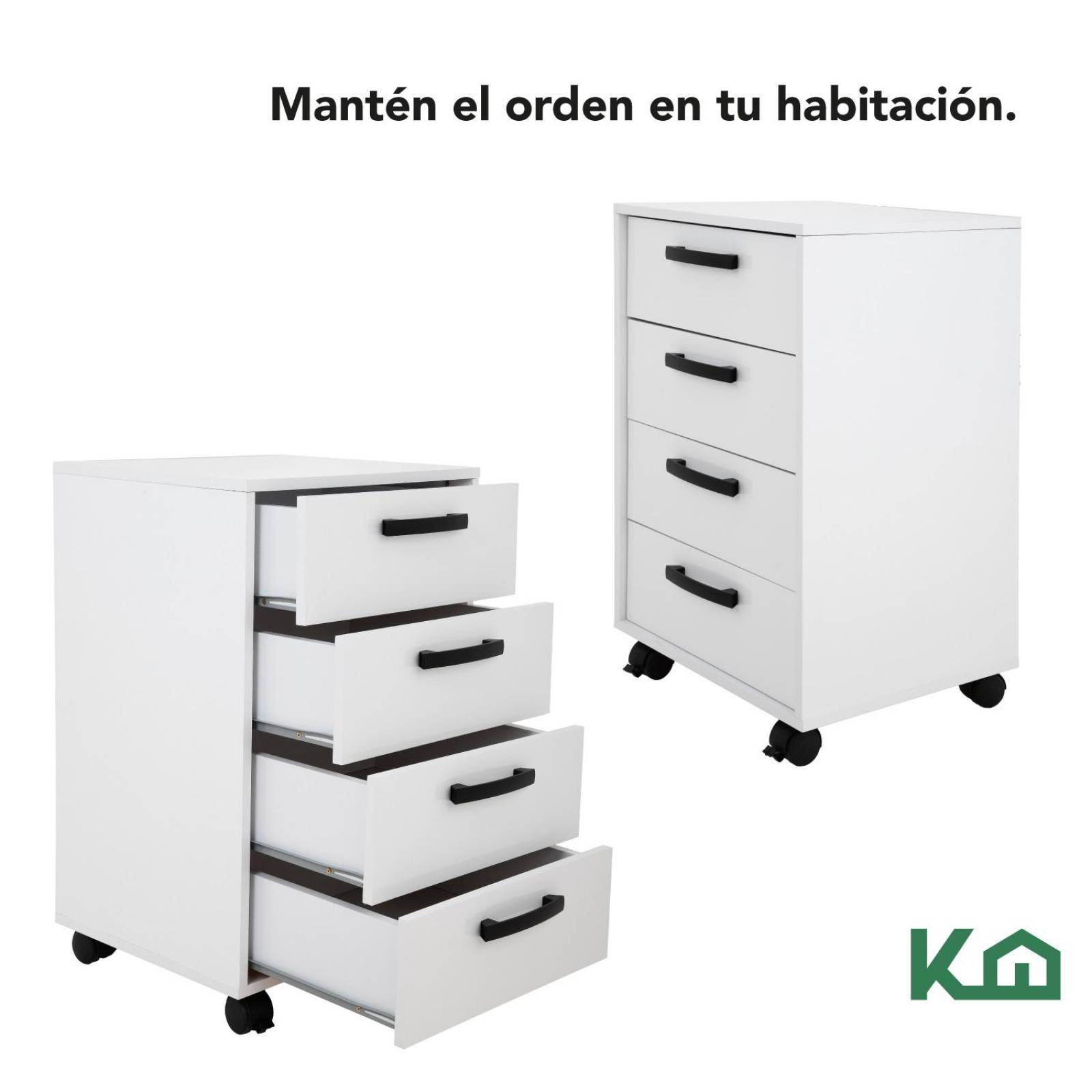 Cajonera Blanca De Madera Cómoda De 4 Cajones Buro Recámara 