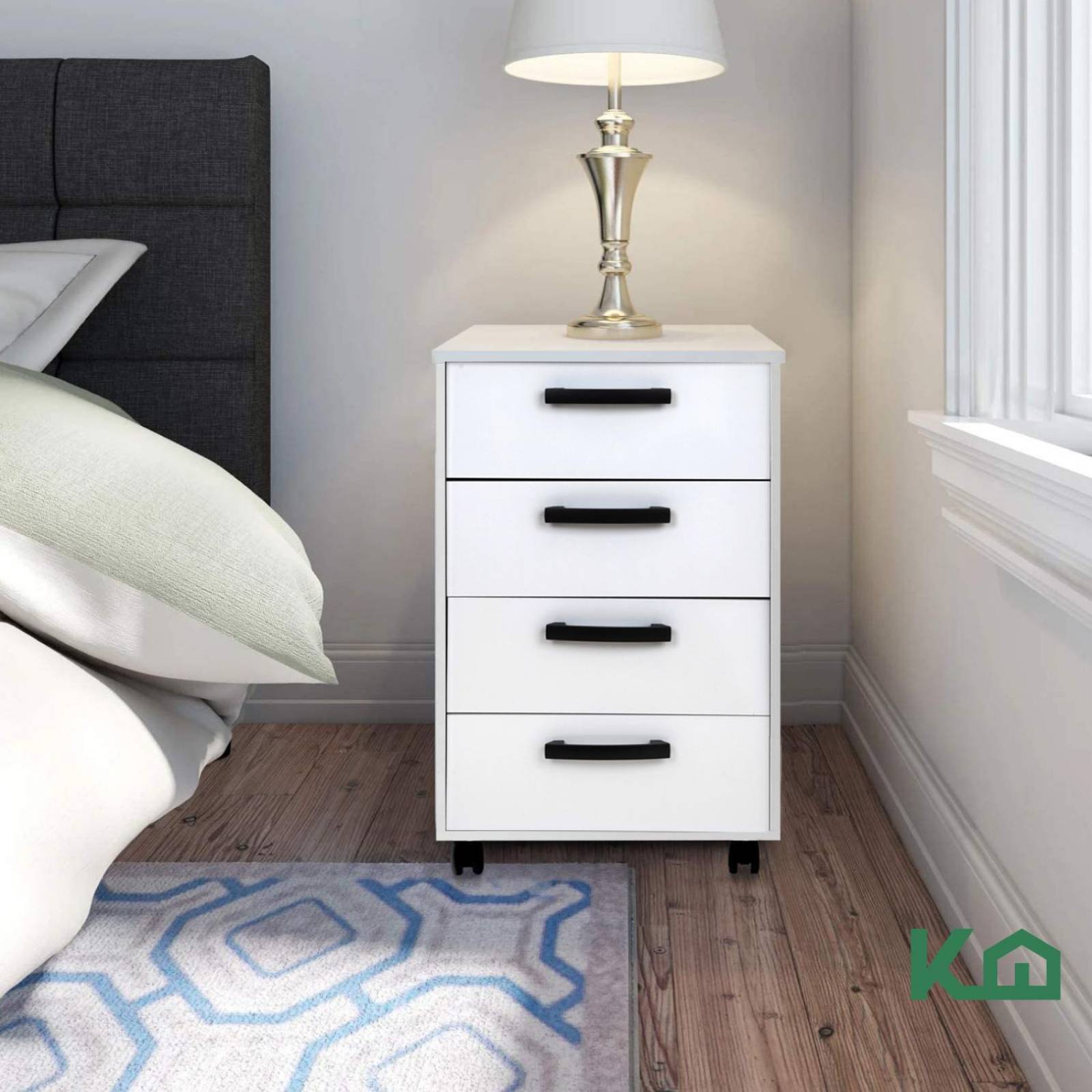 Cajonera Blanca De Madera Cómoda De 4 Cajones Buro Recámara 