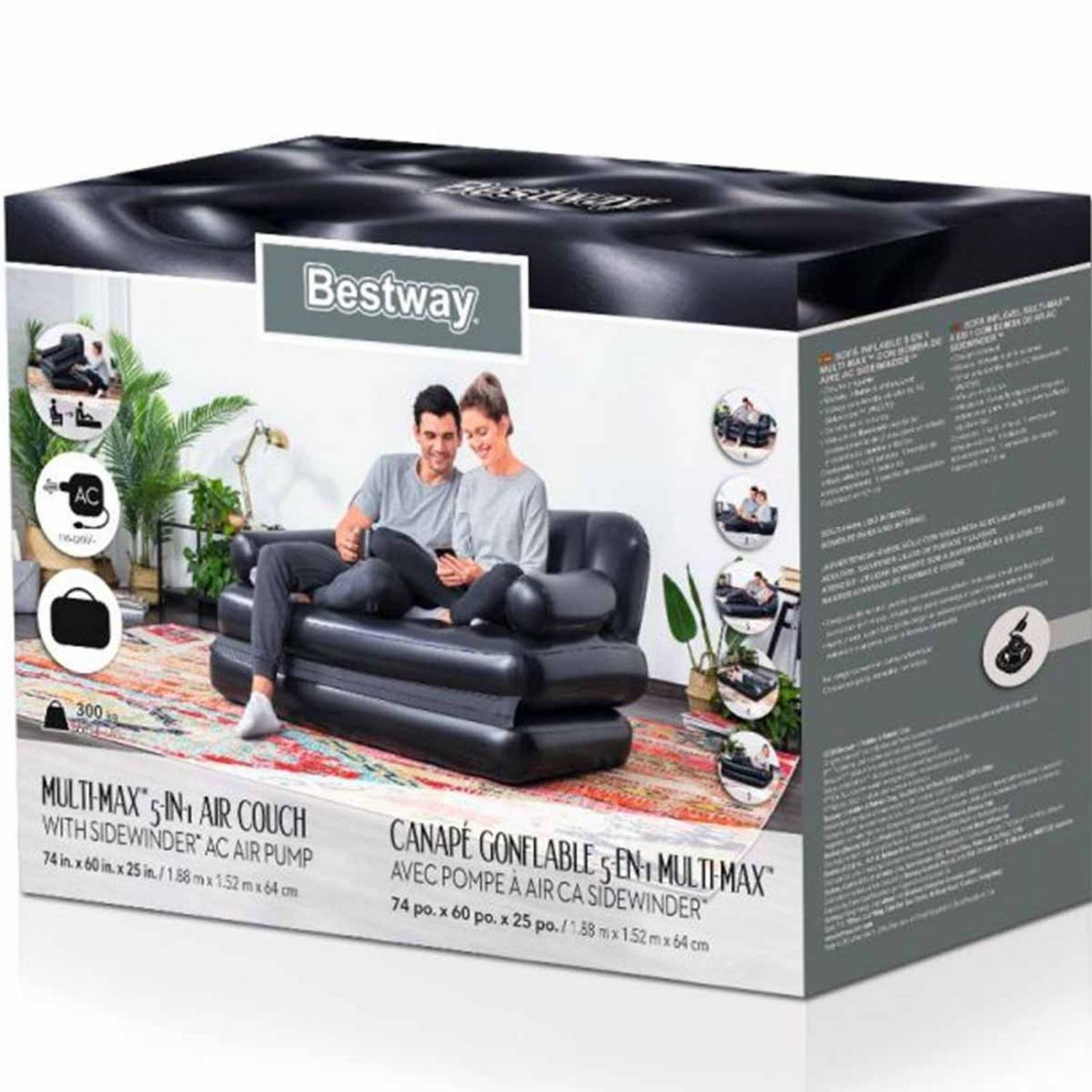 Sofa Cama Inflable 5en1 Bestway Sillon Elegante + Bomba 