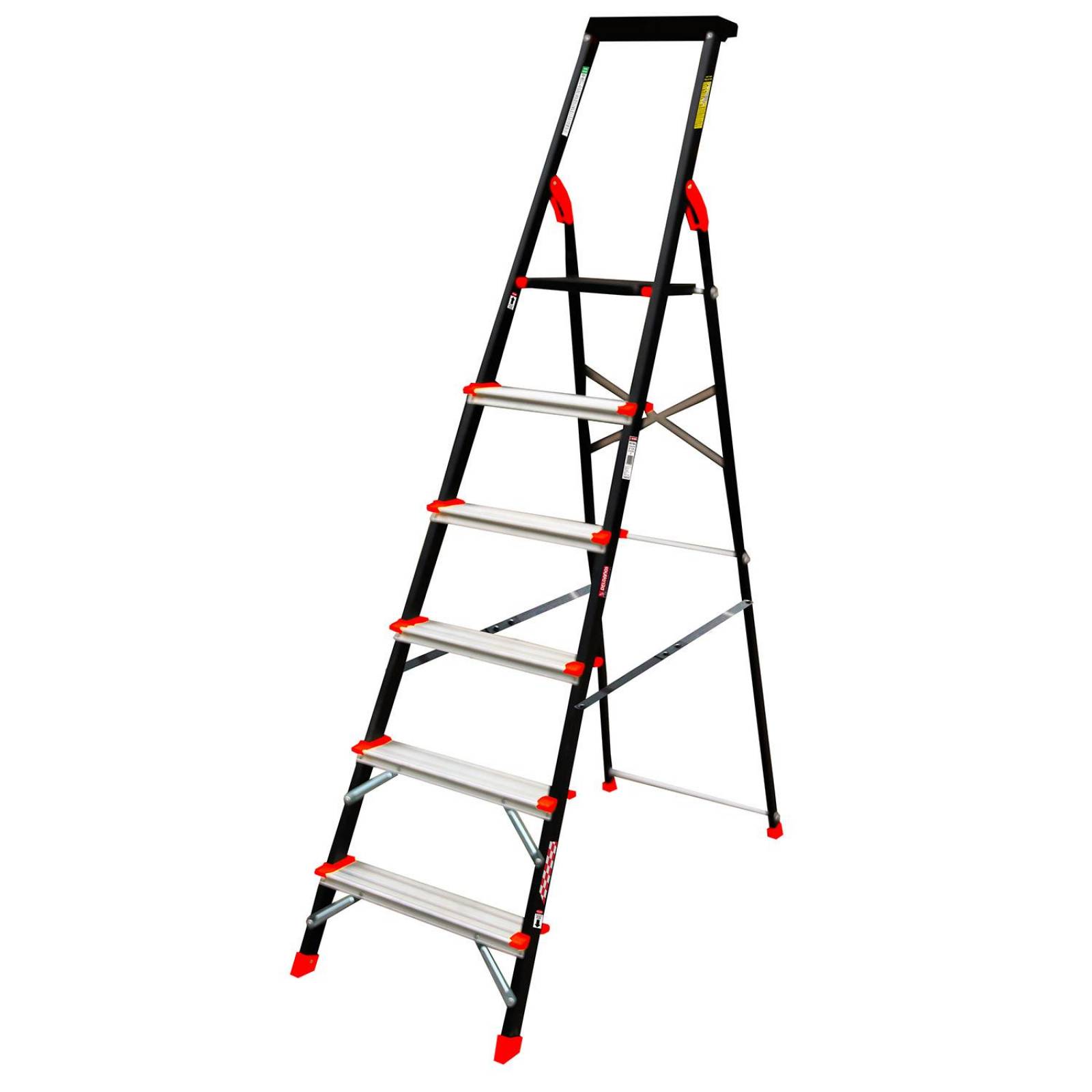 Escalera Tijera Aluminio 6 Escalones Cuerpo Acero Peldaños 