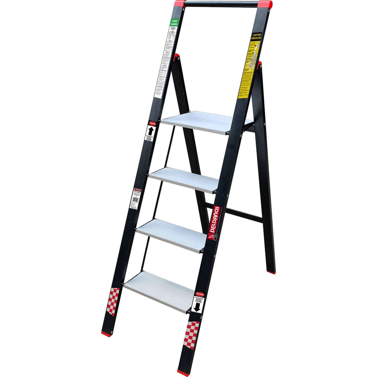 Escalera Tijera Aluminio Cuerpo Acero 4 Escalones Peldaños 
