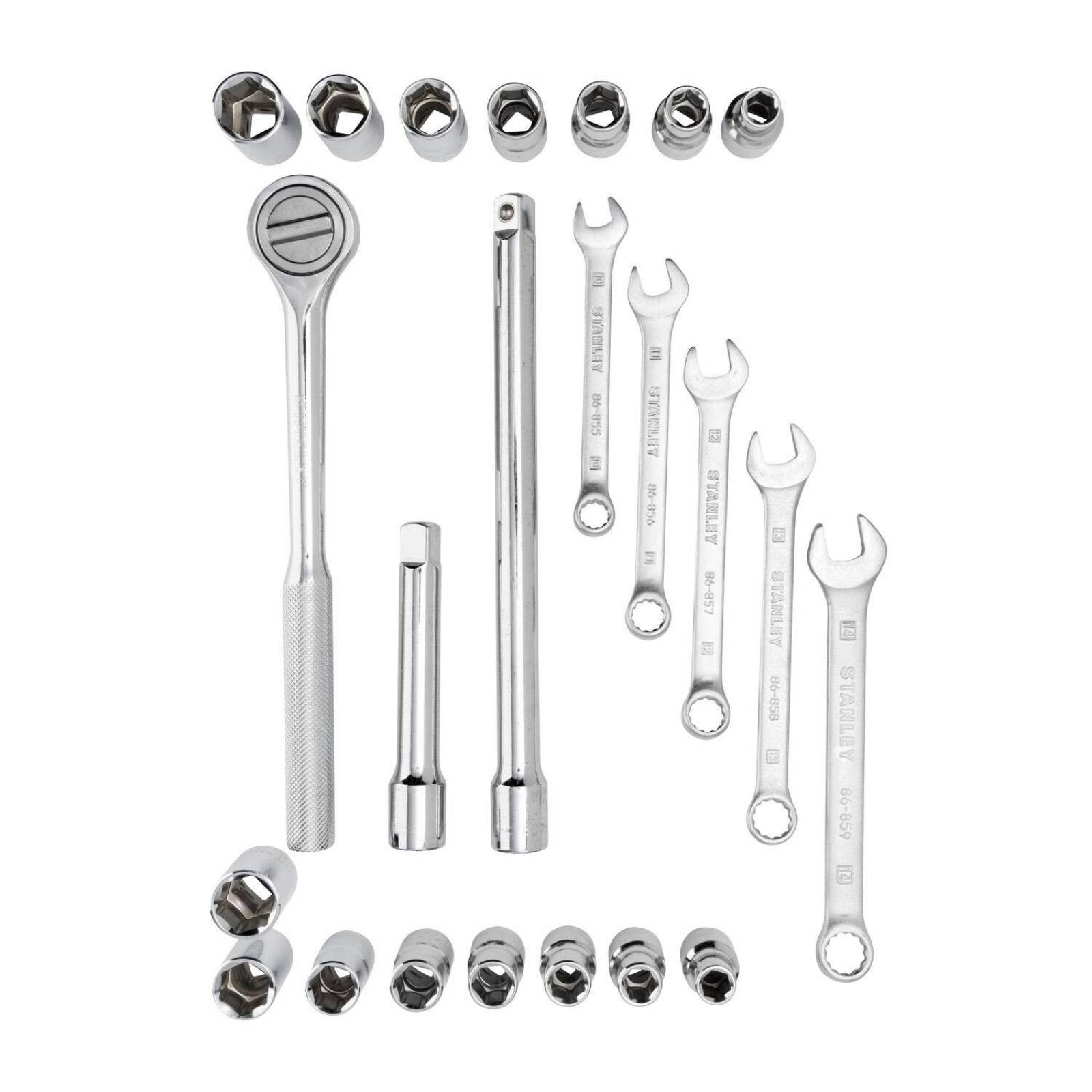 Juego Llaves Métricas Y Dados Sae 1/2 In 25 Piezas Stanley 