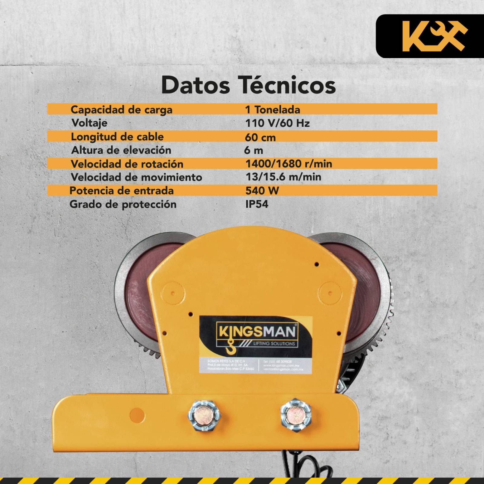 Trole Electrico Para Polipasto 1 Tonelada 110V Con Control