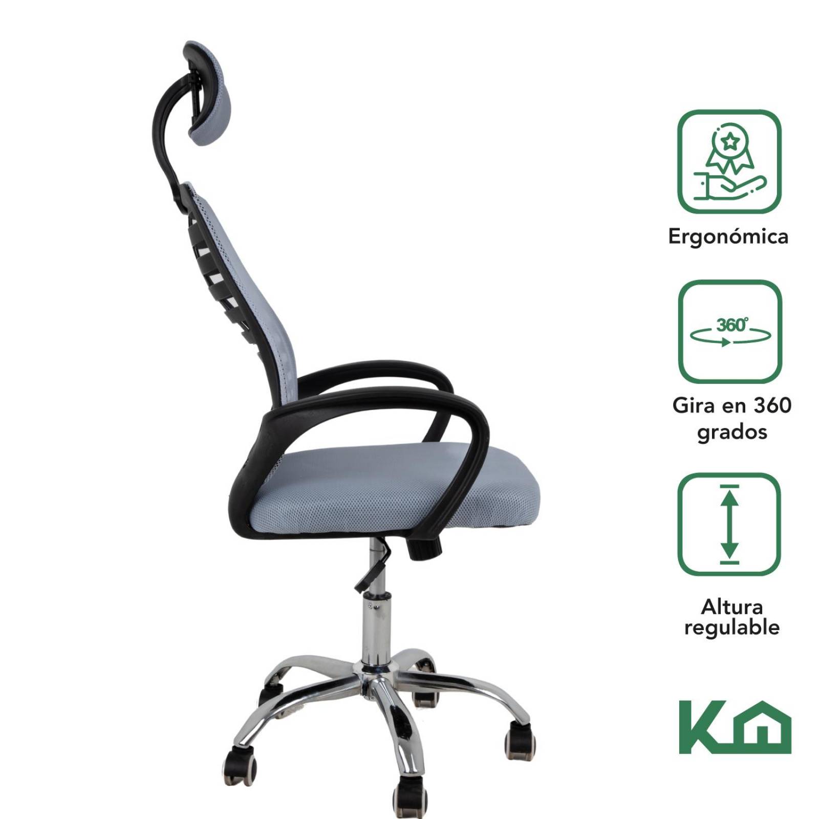 Silla Ejecutiva con Respaldo Reclinable Gris Mesh Oficina 
